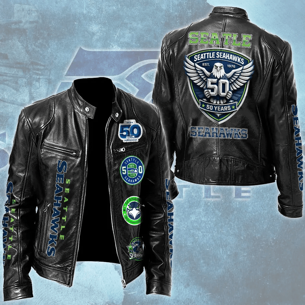 Premium NFL SEA Champions LEATHER JACKET V1 NMD TTV