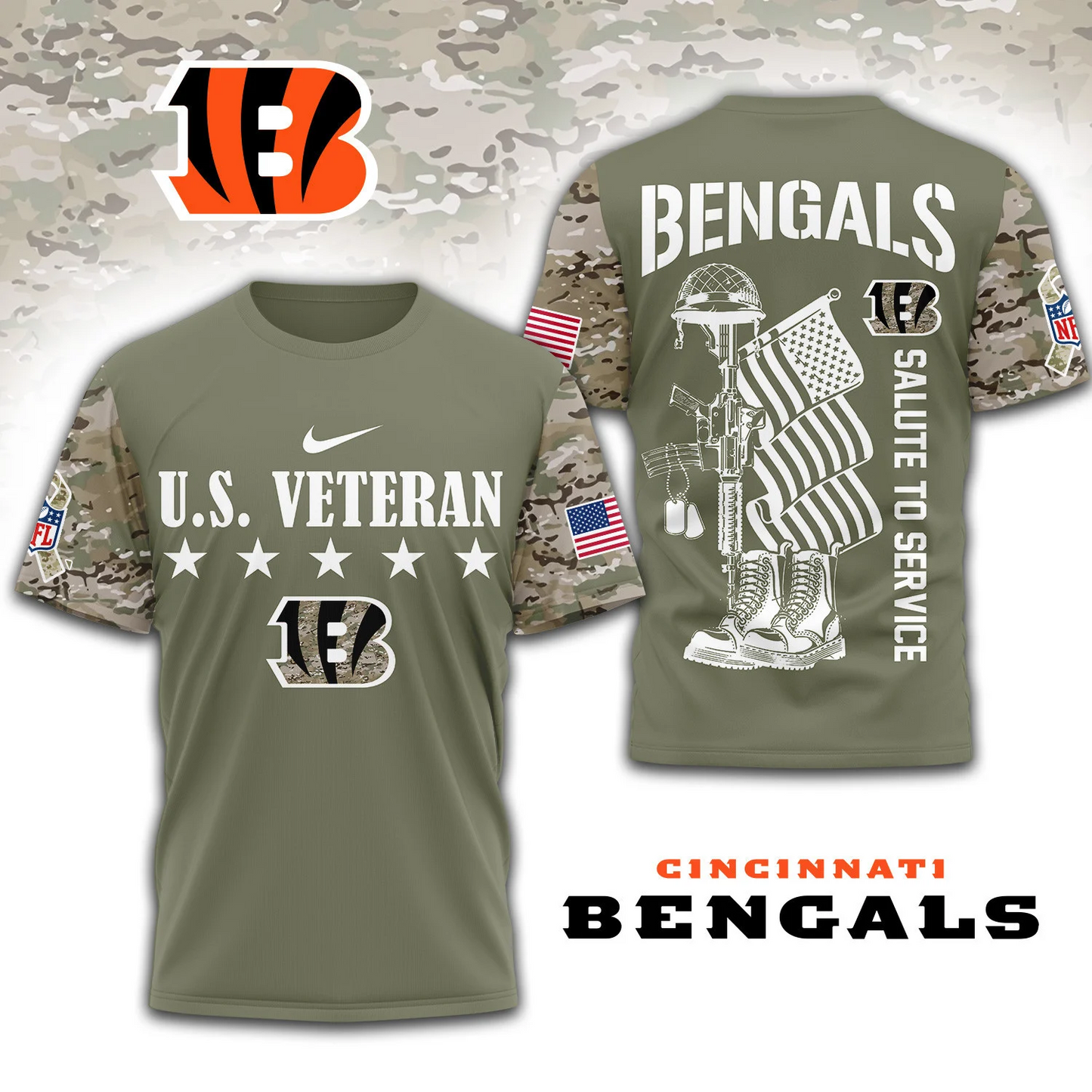 Premium NFL x CIN Salute To Service 3D Shirt DATND TANTD