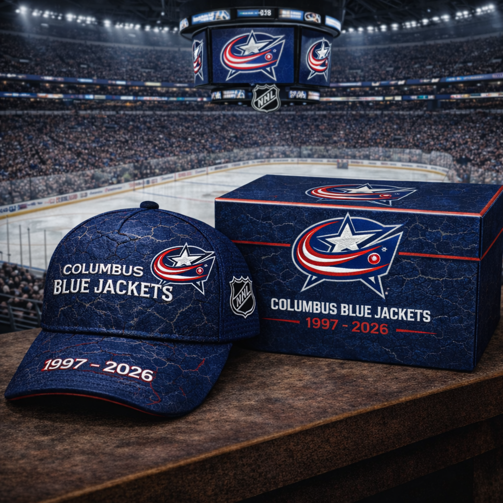 Premium NHL CBJ Vintage Crackle Anniversary Hat V6 NMD CTKT