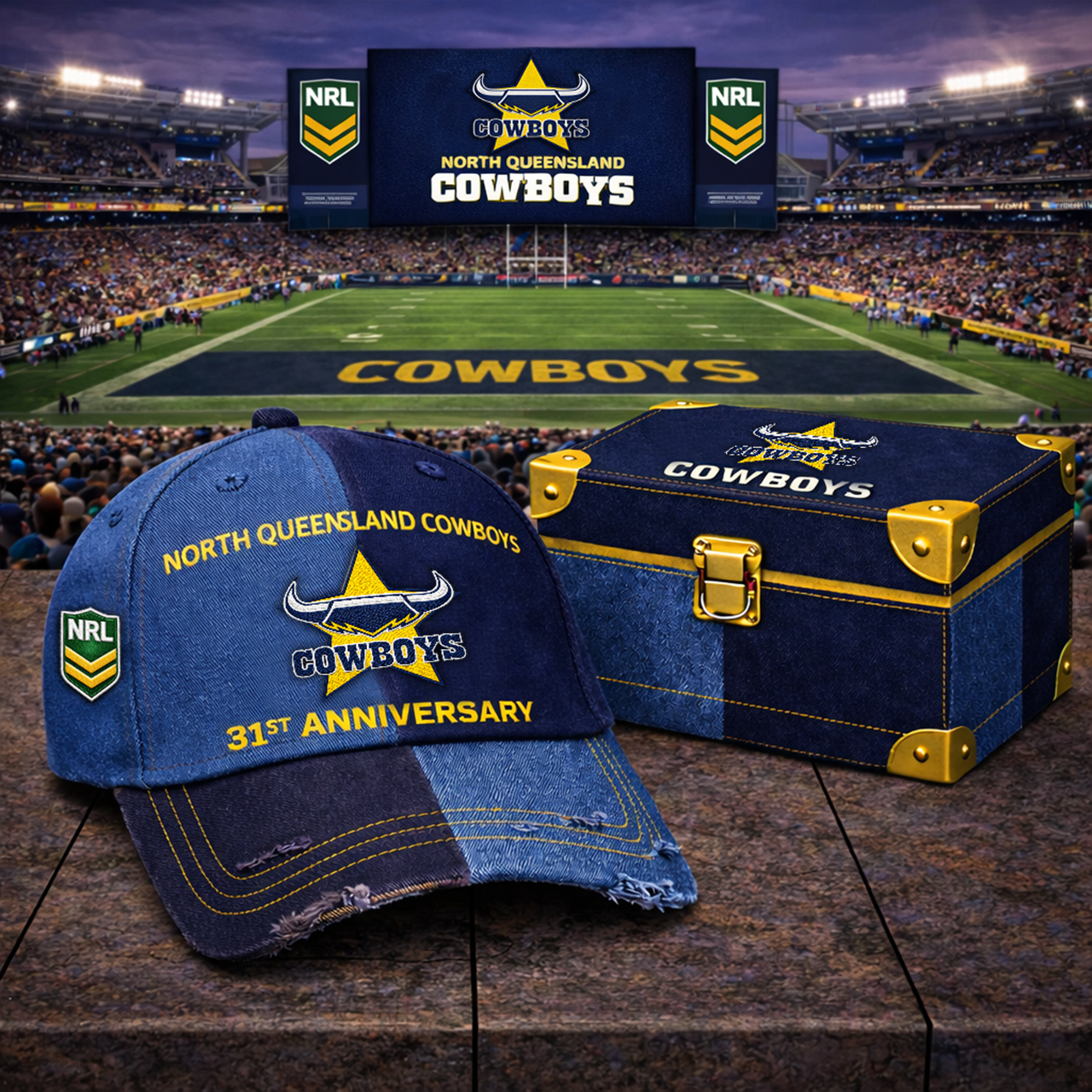 Premium NRL NQC Anniversary Vintage Two-Tone Distressed Cap V11 NMD TTV