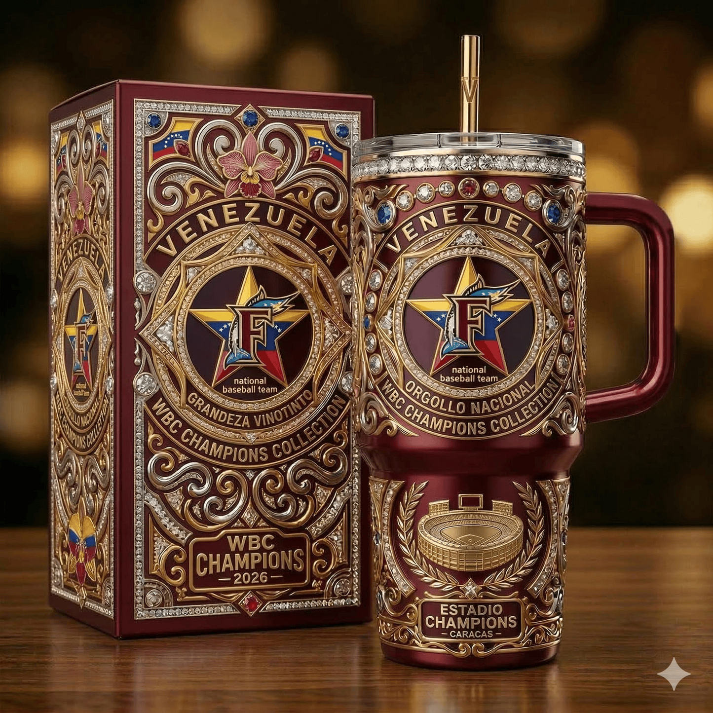 Premium Venezuela World Baseball Classic Champions 2026 HANDLE TUMBLER V1 NMD TTV