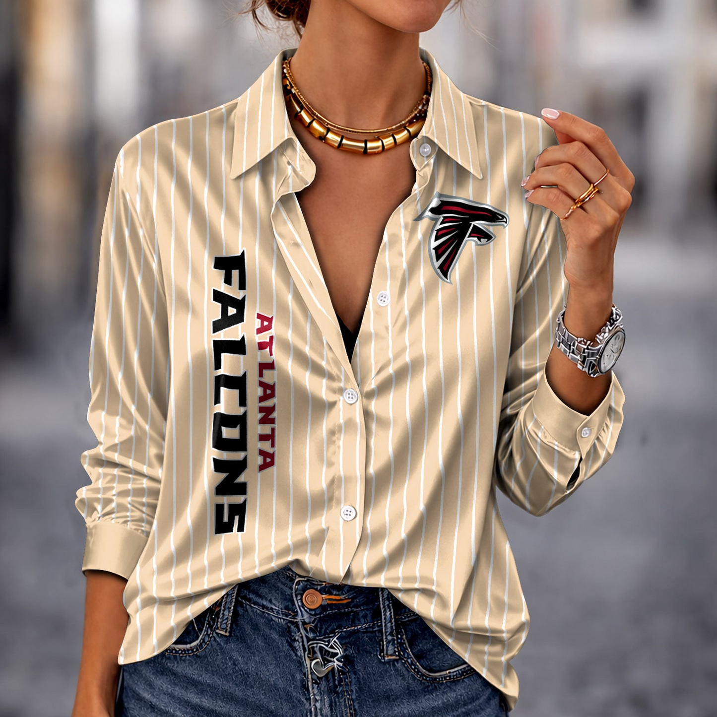 ATL x NFL Premium Stripe Shirt DATND TANTD 010426 Beige
