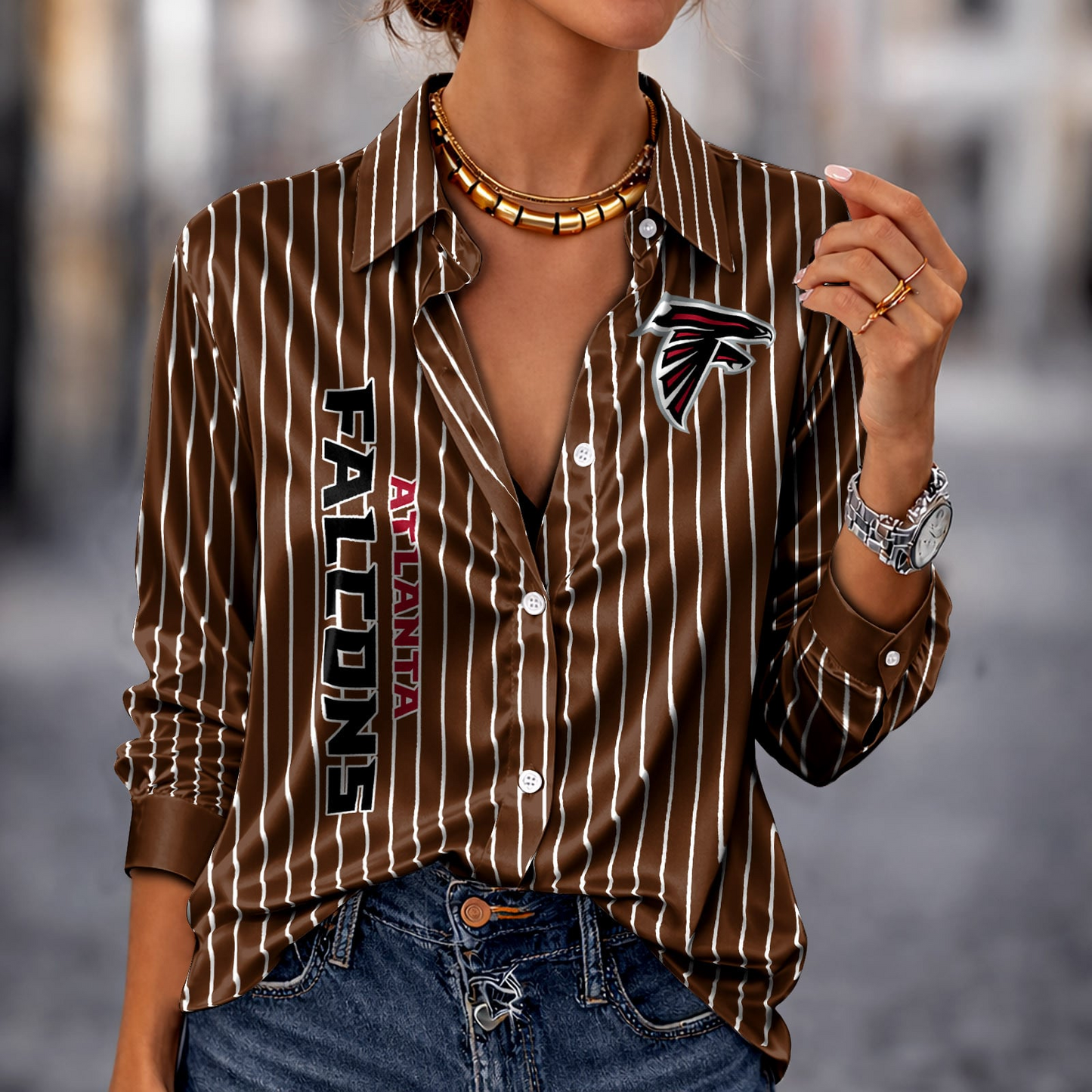 ATL x NFL Premium Stripe Shirt DATND TANTD 010426 Brown