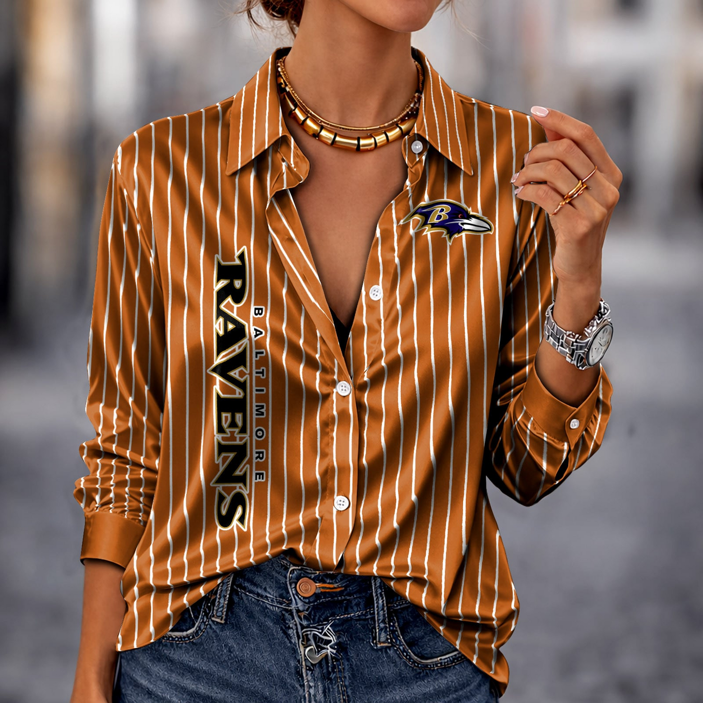 BAL x NFL Premium Stripe Shirt DATND TANTD 010426 Orange