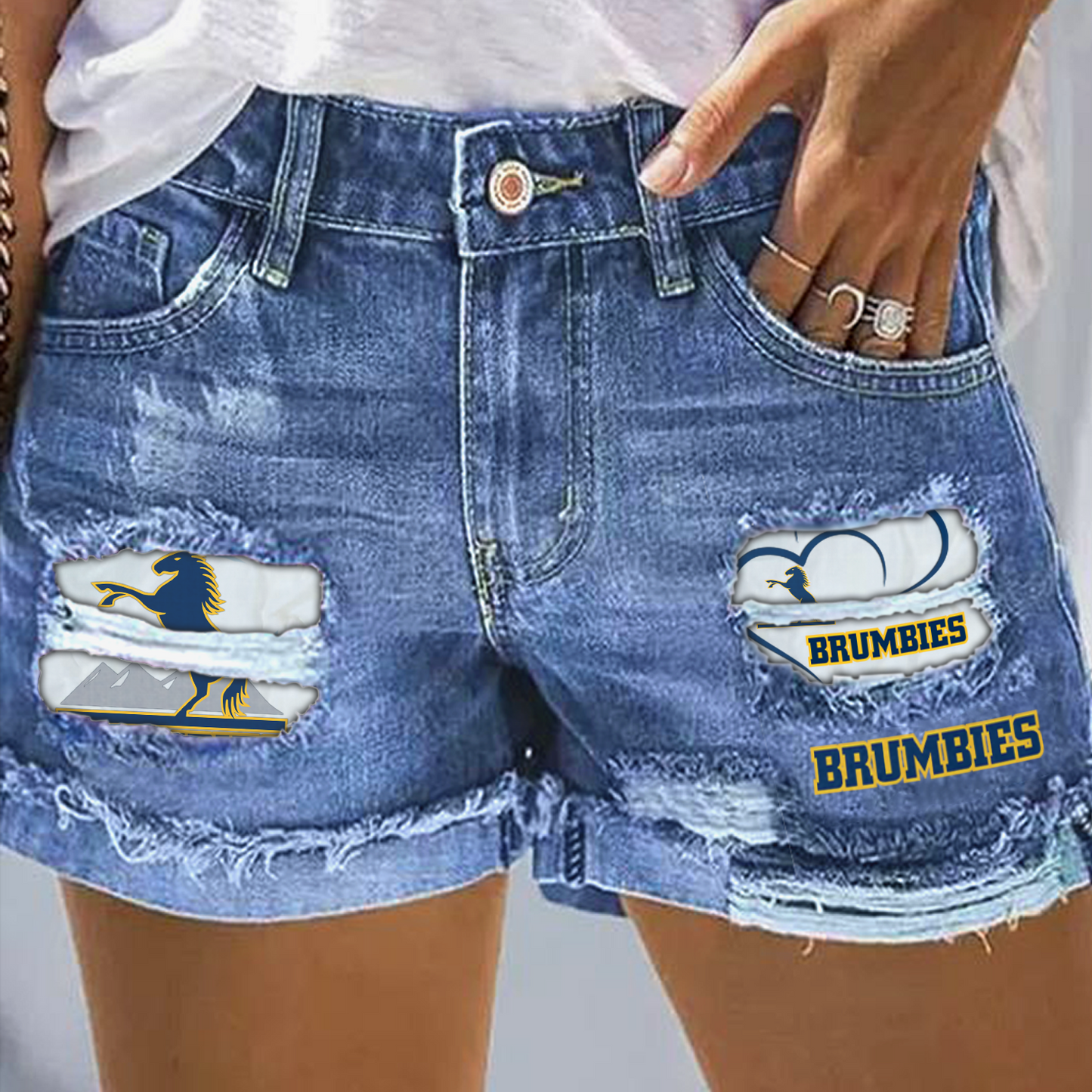 BRU x SPR Rip Print Fashion Denim Shorts 0904 DatND DVT