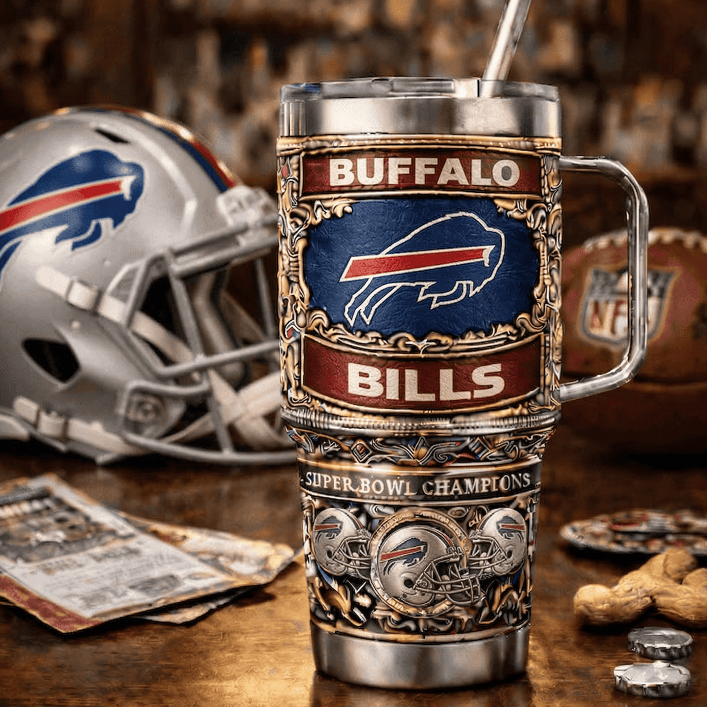 BUF x NFL 40oz Insulated Tumbler With Handle – Premium Fan Edition 0605 DatND DVT