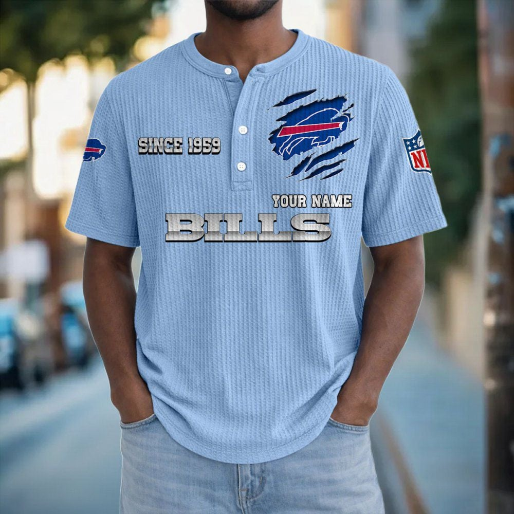 BUF x NFL Crew Neck Button Henley Tshirt 0405 DatND DVT