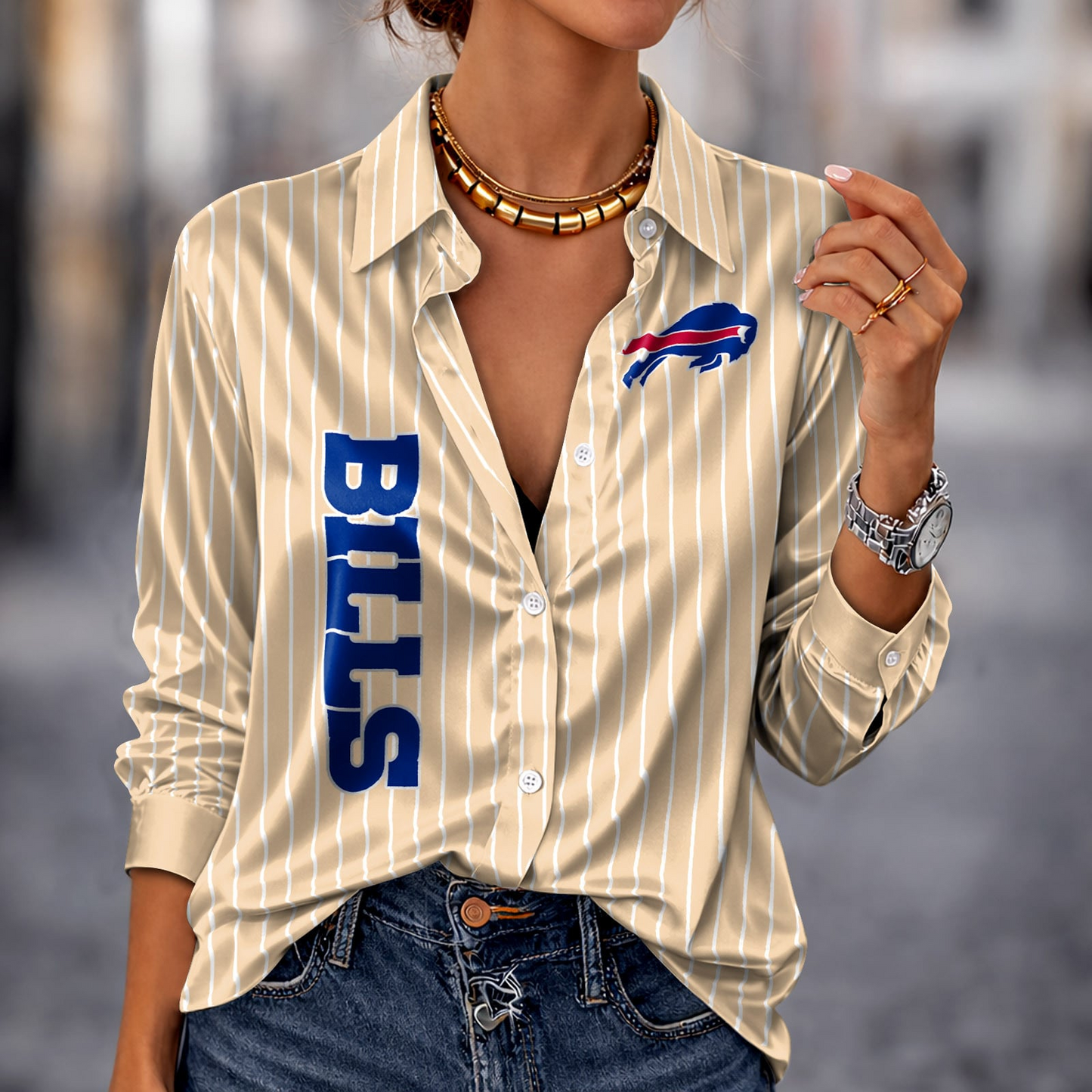 BUF x NFL Premium Stripe Shirt DATND TANTD 010426 Beige