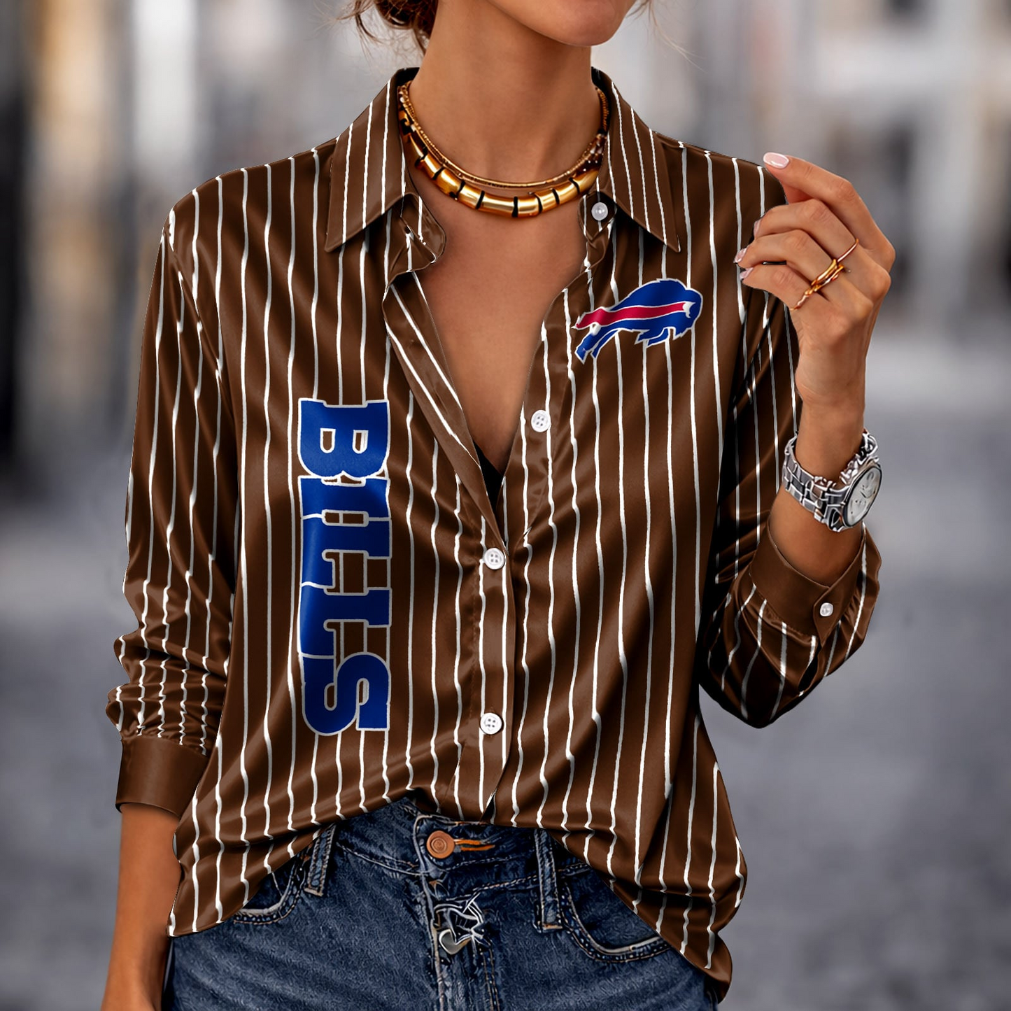 BUF x NFL Premium Stripe Shirt DATND TANTD 010426 Brown