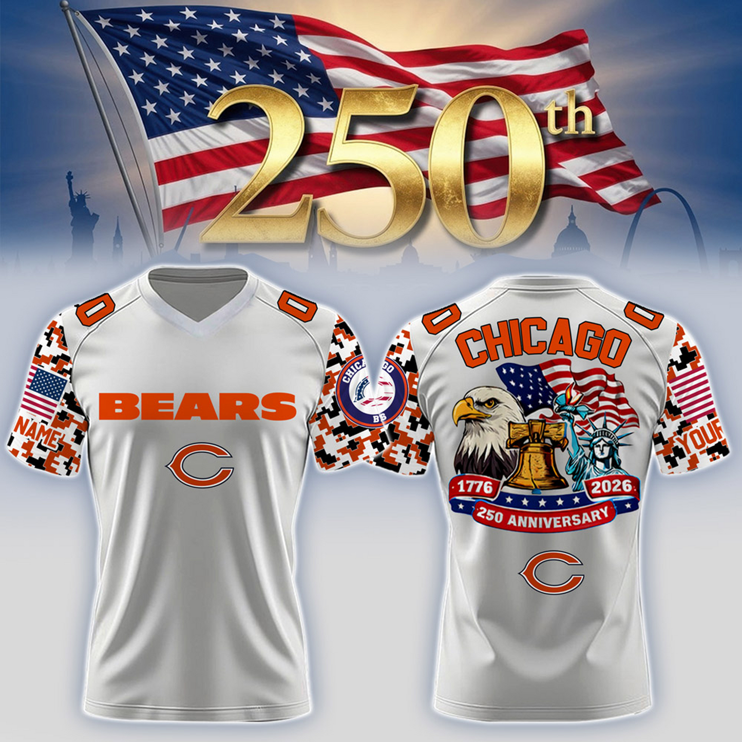 CHI x 250th Years USA Anniversary-V-neck Short Sleeve Jersey DATND TANTD