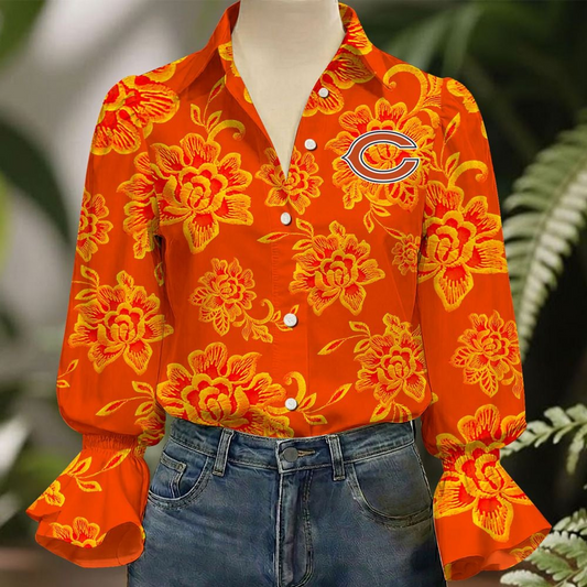 CHI x NFL 3D Collared Lace Long Sleeved Shirt 2004 DatND DVT