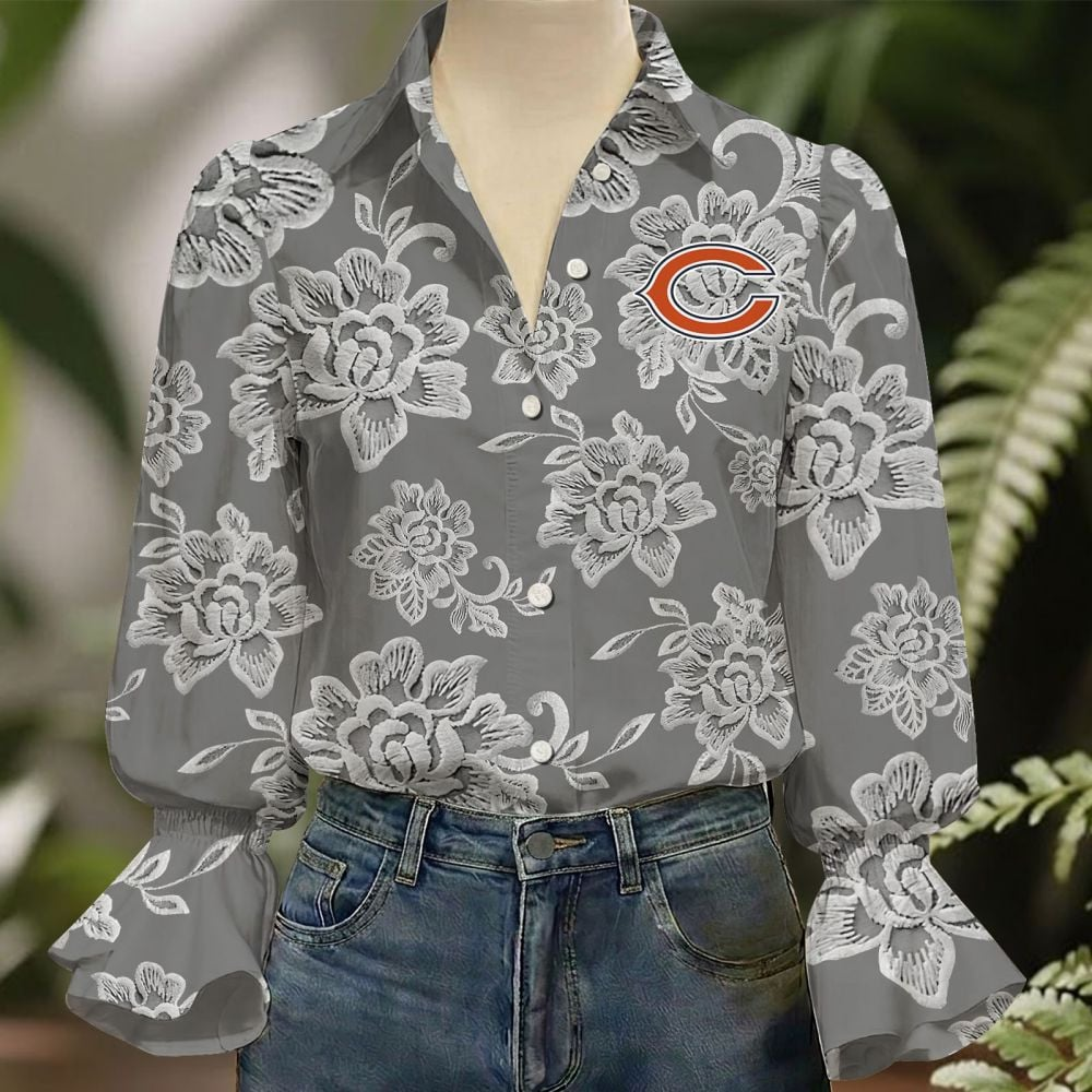 CHI x NFL 3D Collared Lace Long Sleeved Shirt 2004 DatND DVT