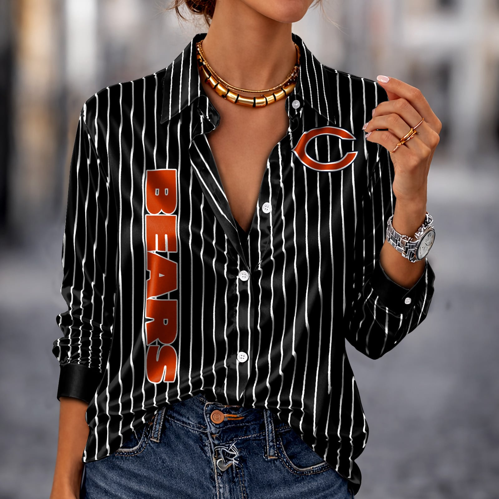 CHI x NFL Premium Stripe Shirt DATND TANTD 010426 Black
