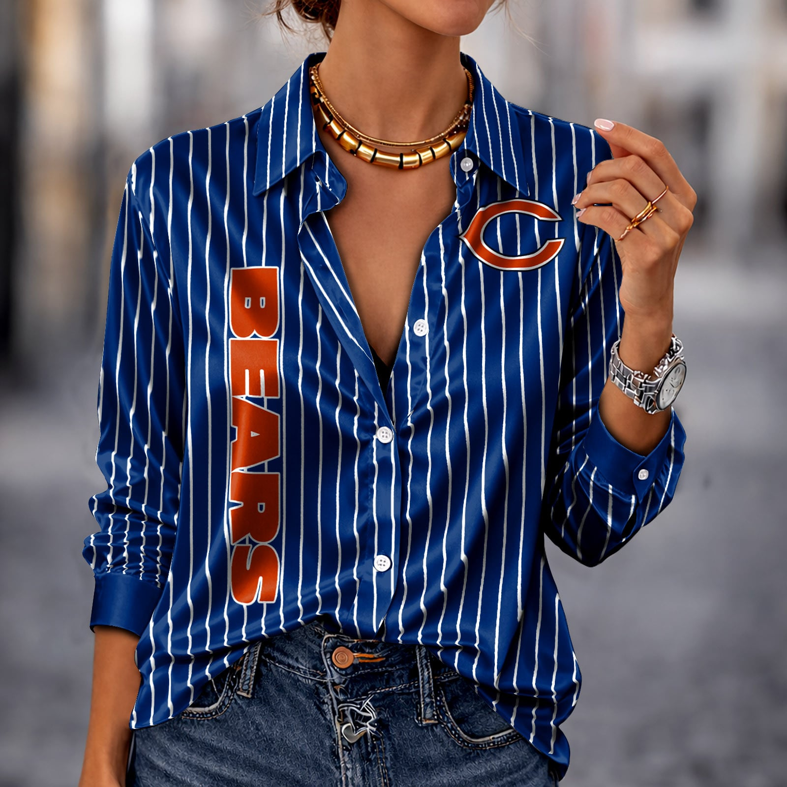 CHI x NFL Premium Stripe Shirt DATND TANTD 010426 Blue