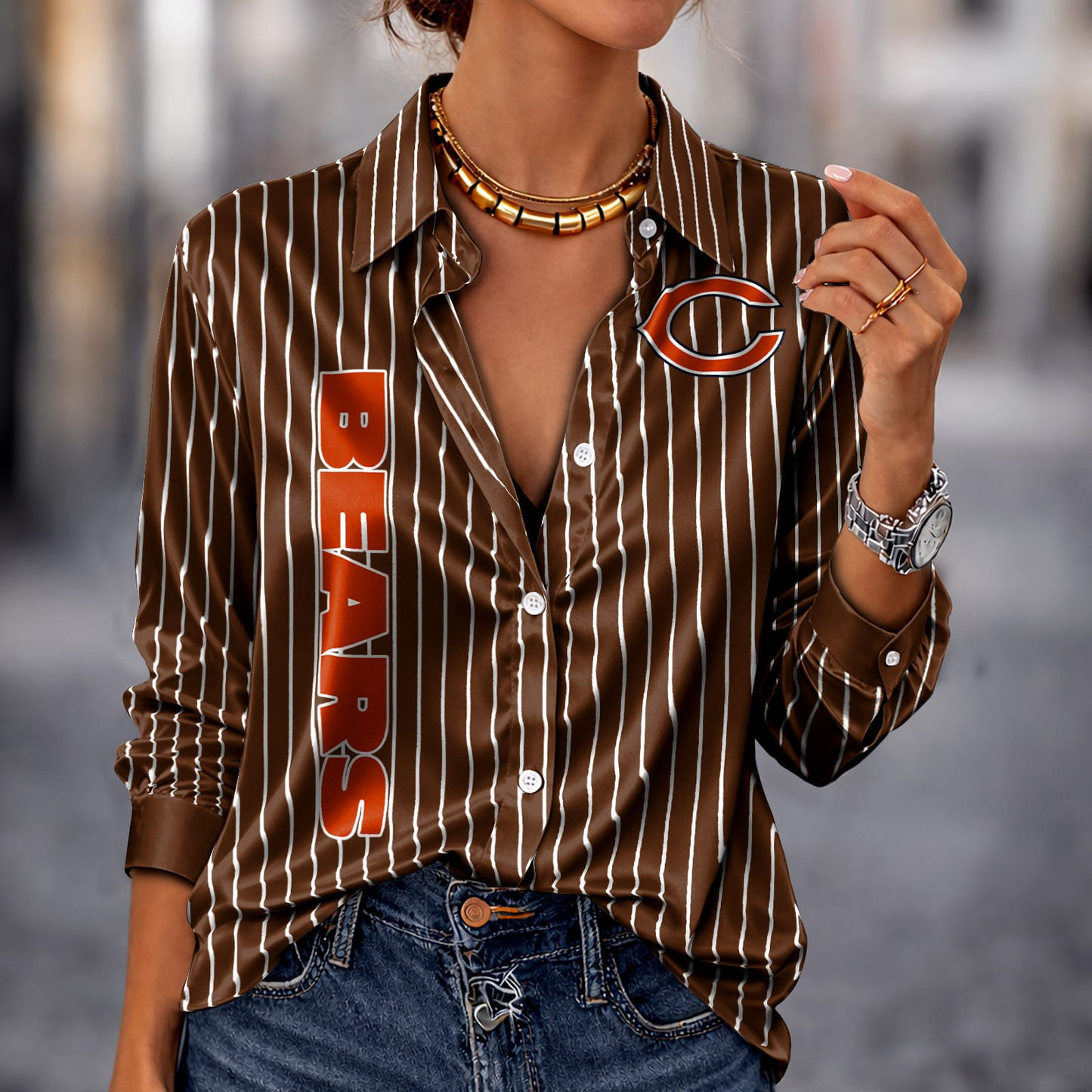 CHI x NFL Premium Stripe Shirt DATND TANTD 010426 Brown