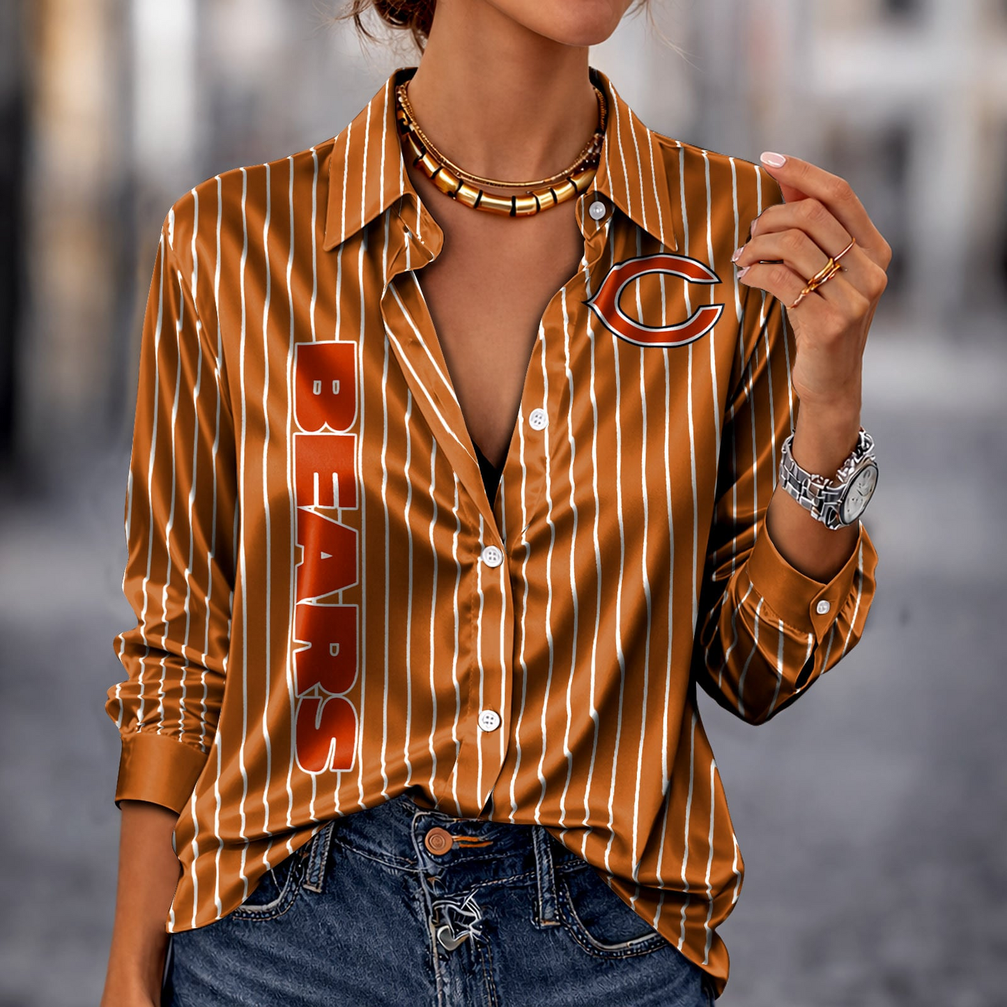 CHI x NFL Premium Stripe Shirt DATND TANTD 010426 Orange