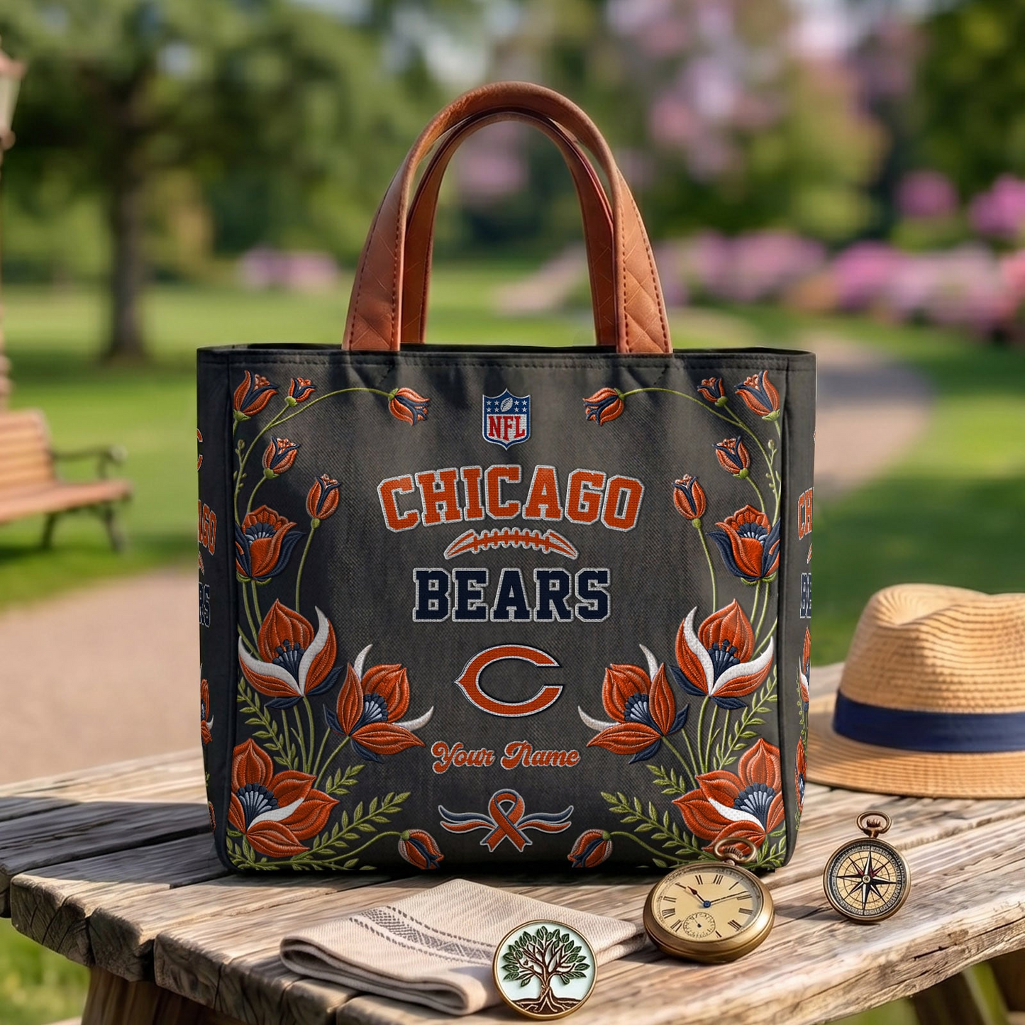 CHI x NFL Printed Canvas Tote Bag 1604 DatND DVT