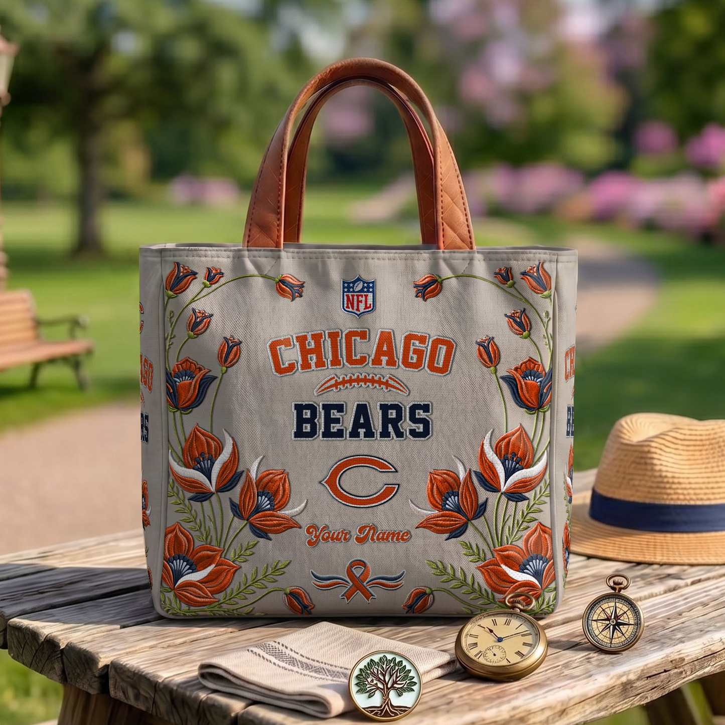 CHI x NFL Printed Canvas Tote Bag 1604 DatND DVT