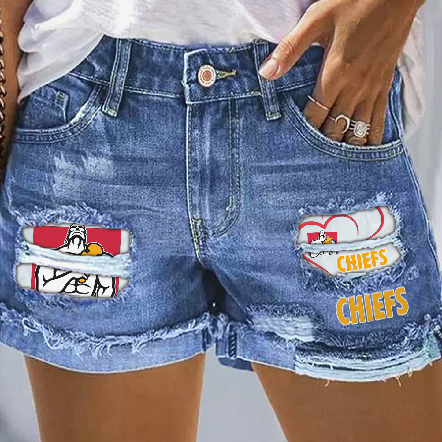 CHI x SPR Rip Print Fashion Denim Shorts 0904 DatND DVT