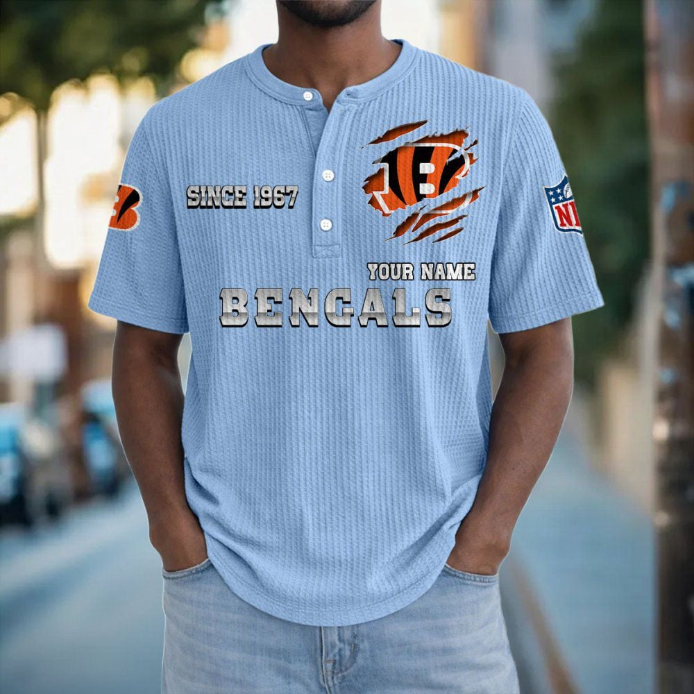 CIN x NFL Crew Neck Button Henley Tshirt 0405 DatND DVT