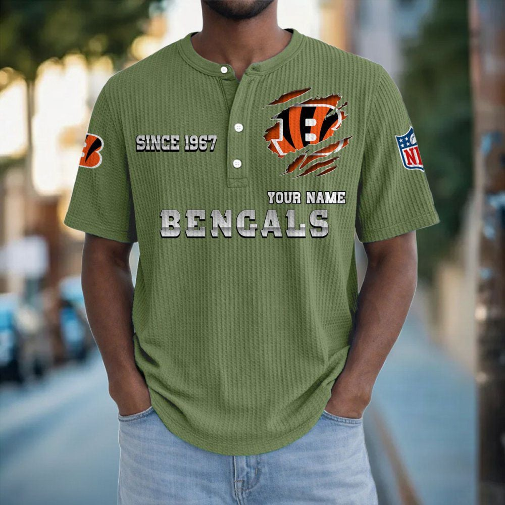 CIN x NFL Crew Neck Button Henley Tshirt 0405 DatND DVT
