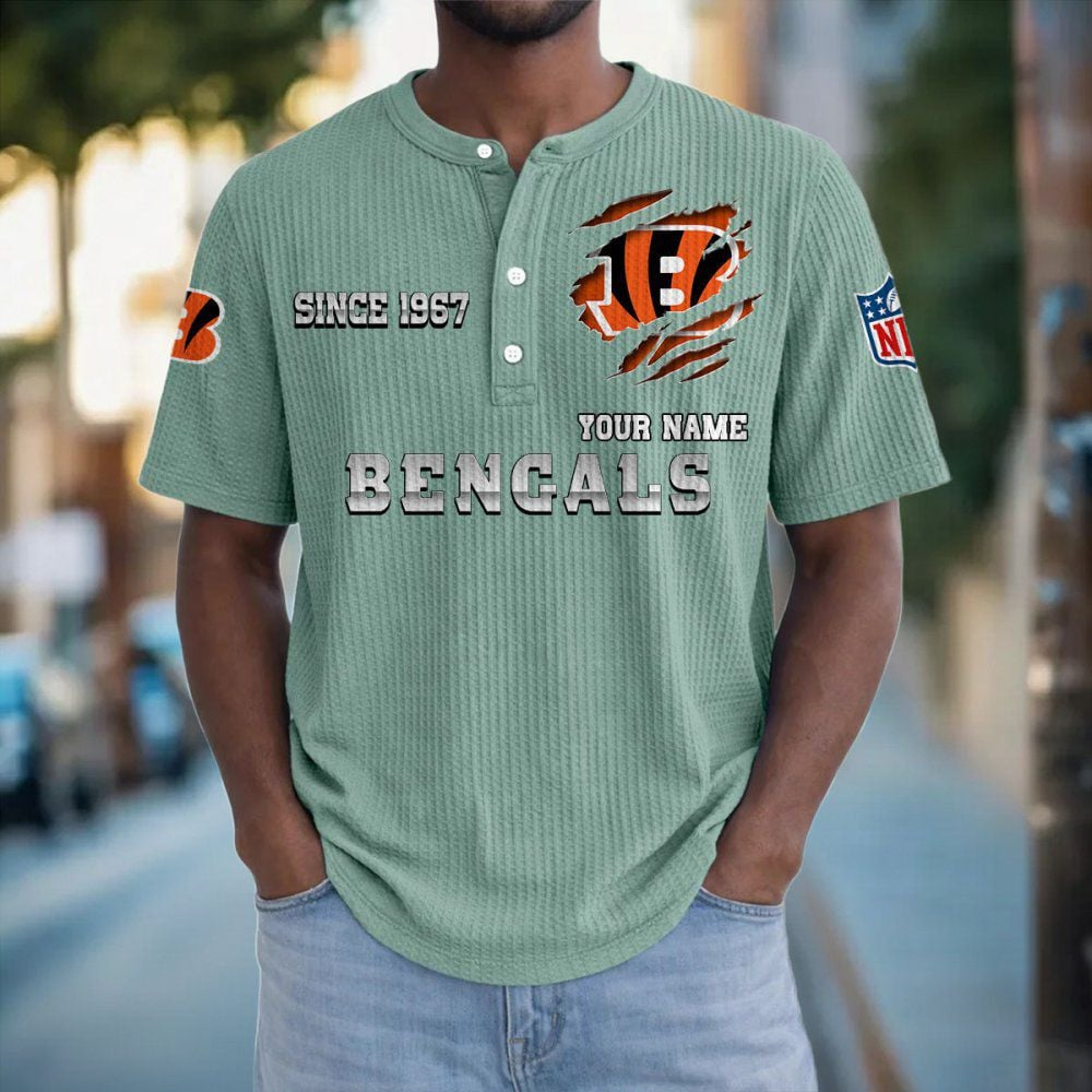 CIN x NFL Crew Neck Button Henley Tshirt 0405 DatND DVT