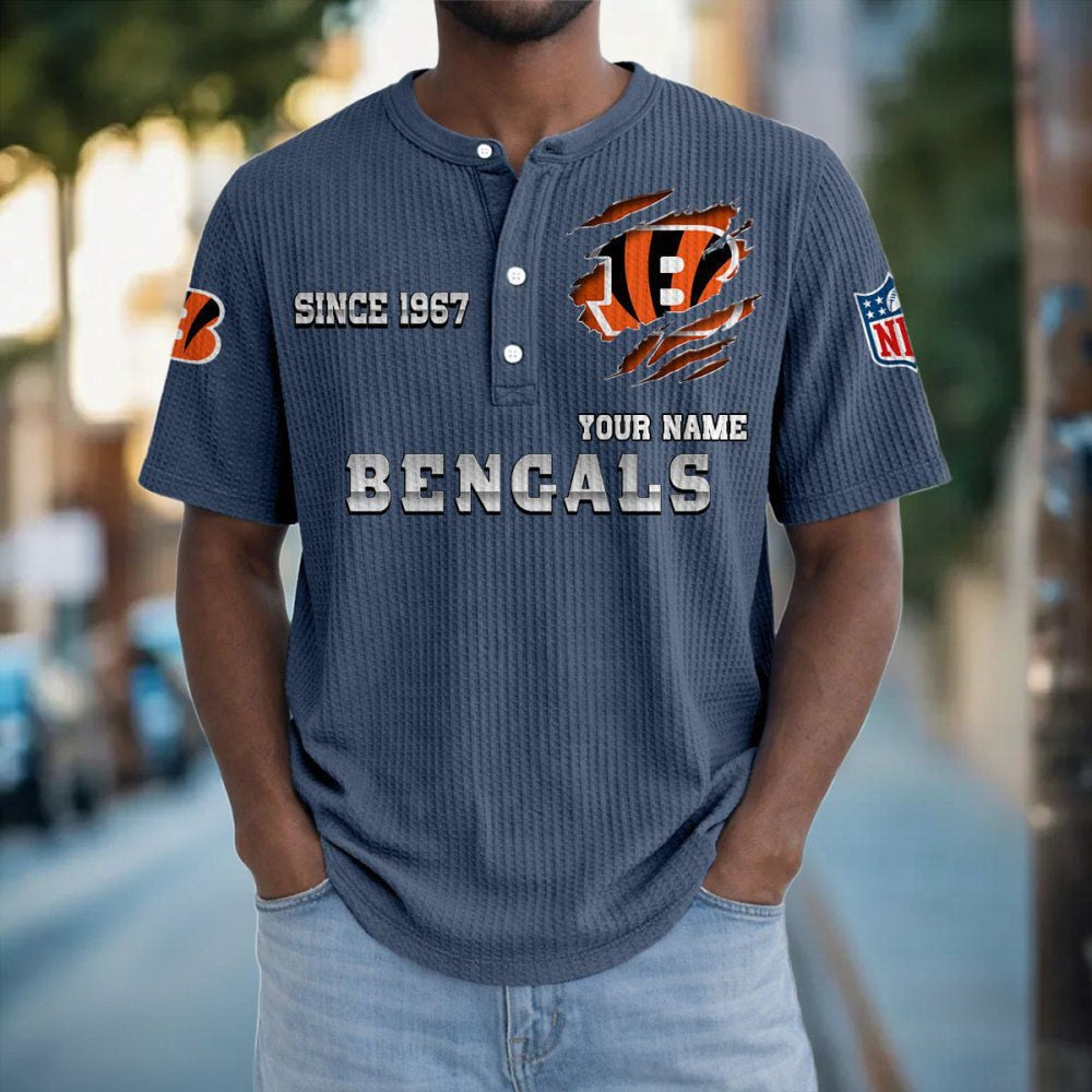 CIN x NFL Crew Neck Button Henley Tshirt 0405 DatND DVT