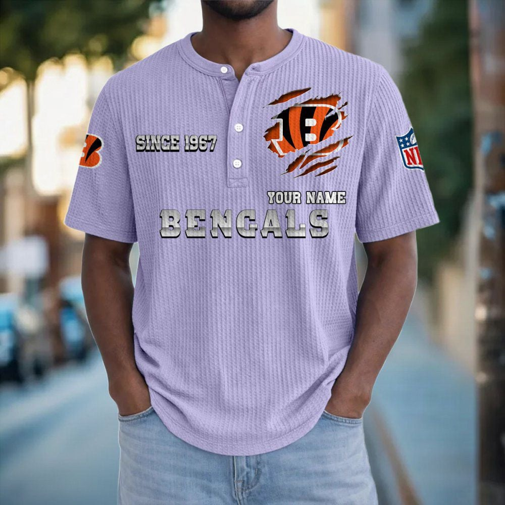 CIN x NFL Crew Neck Button Henley Tshirt 0405 DatND DVT