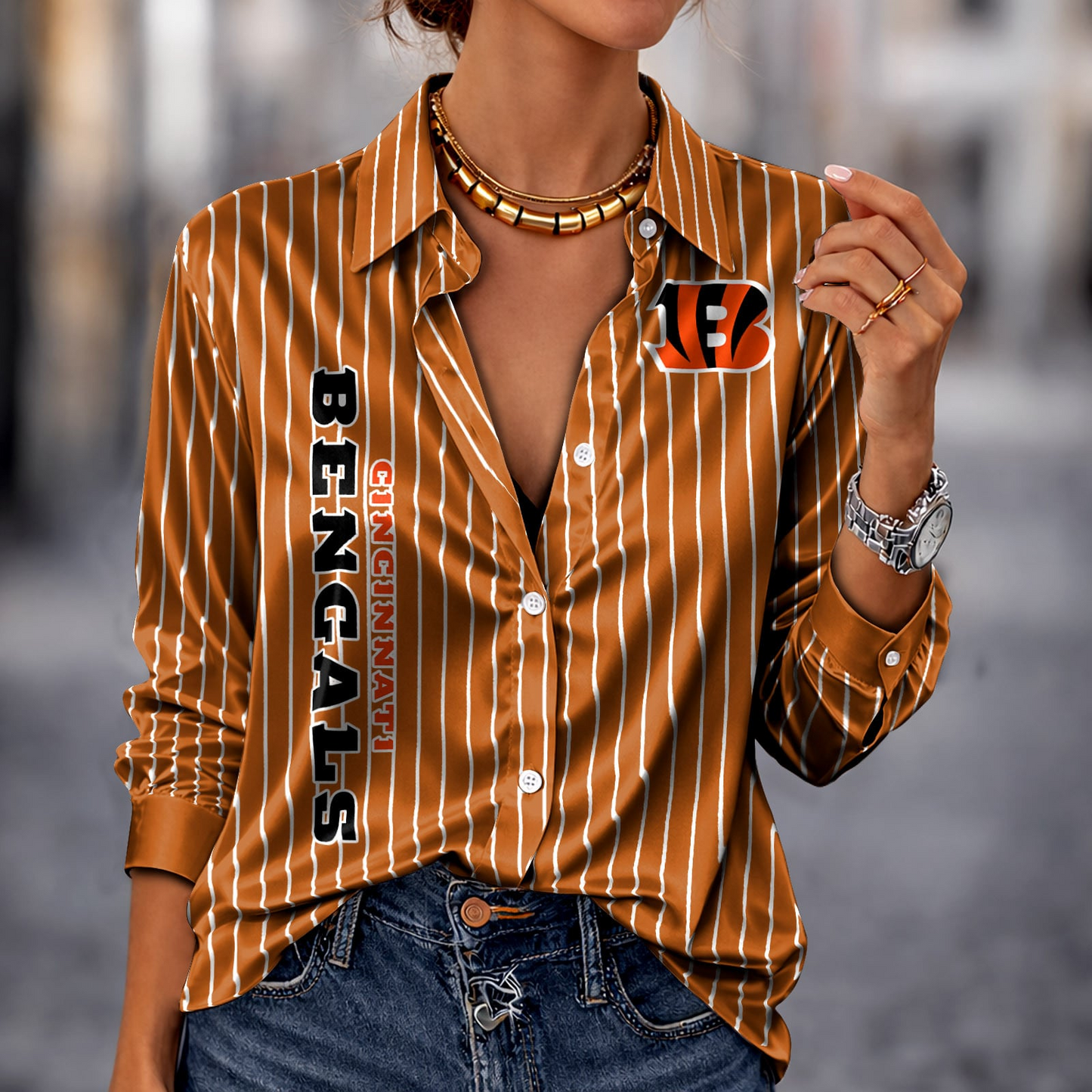 CIN x NFL Premium Stripe Shirt DATND TANTD 010426 Orange