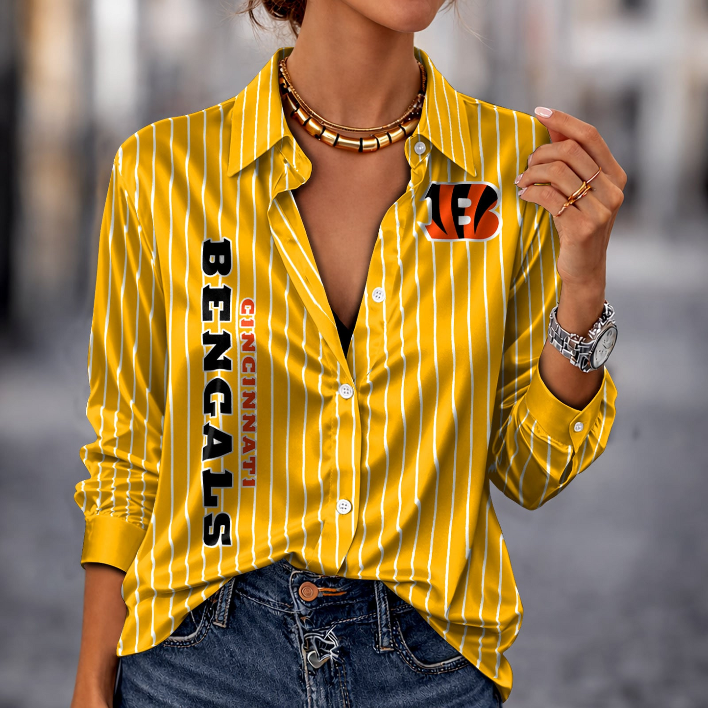 CIN x NFL Premium Stripe Shirt DATND TANTD 010426 Yellow