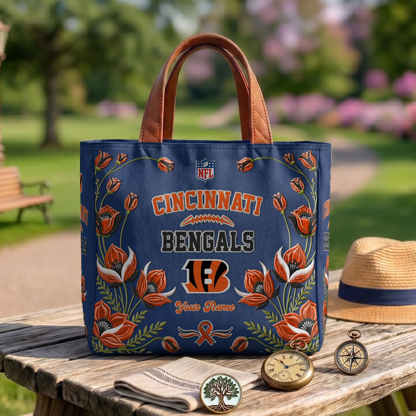 CIN x NFL Printed Canvas Tote Bag 1604 DatND DVT