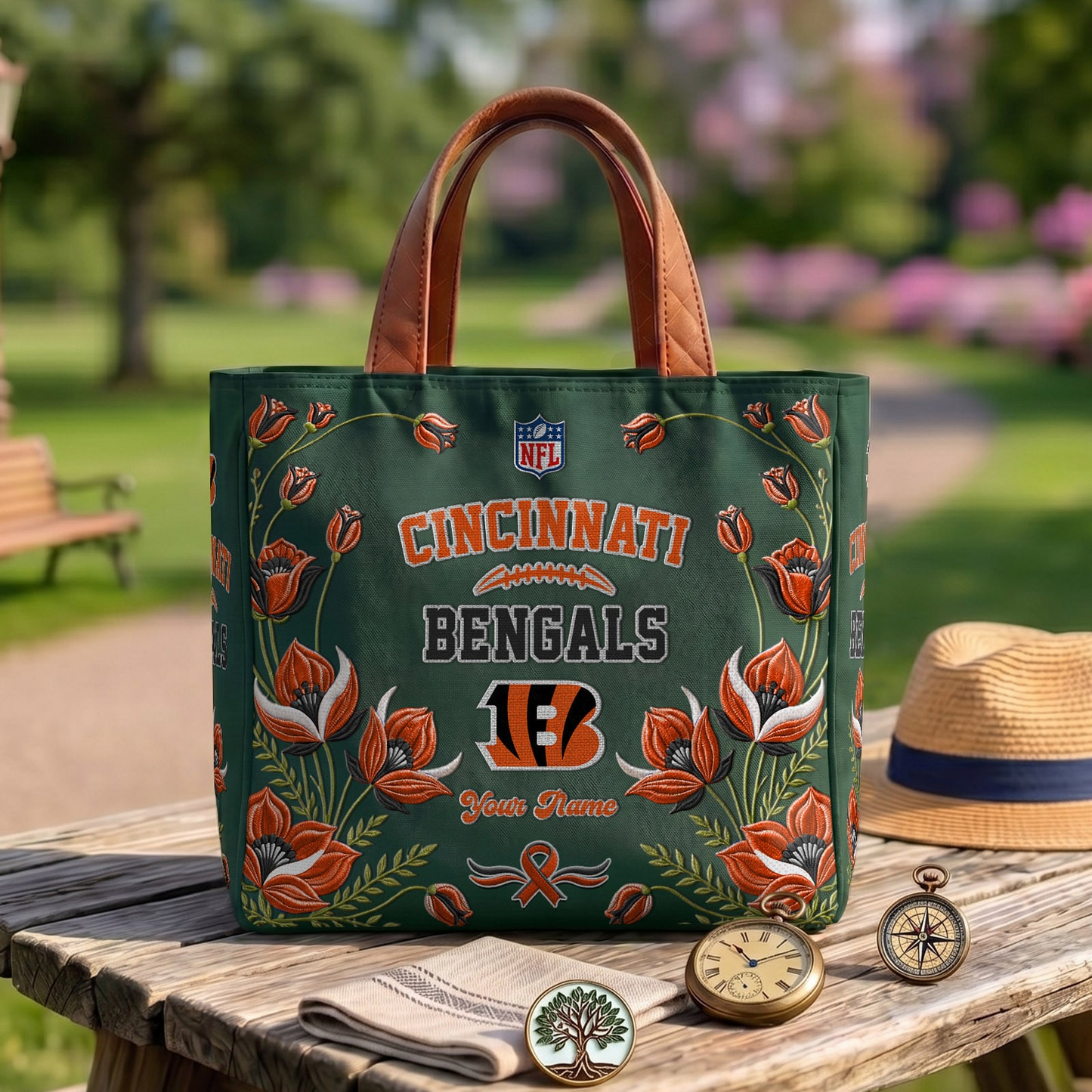 CIN x NFL Printed Canvas Tote Bag 1604 DatND DVT