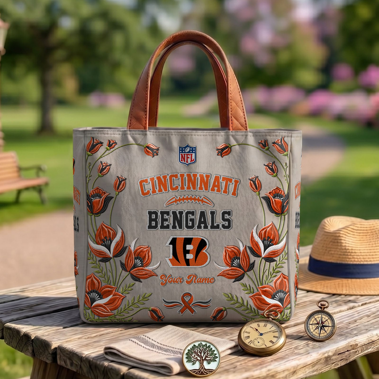 CIN x NFL Printed Canvas Tote Bag 1604 DatND DVT
