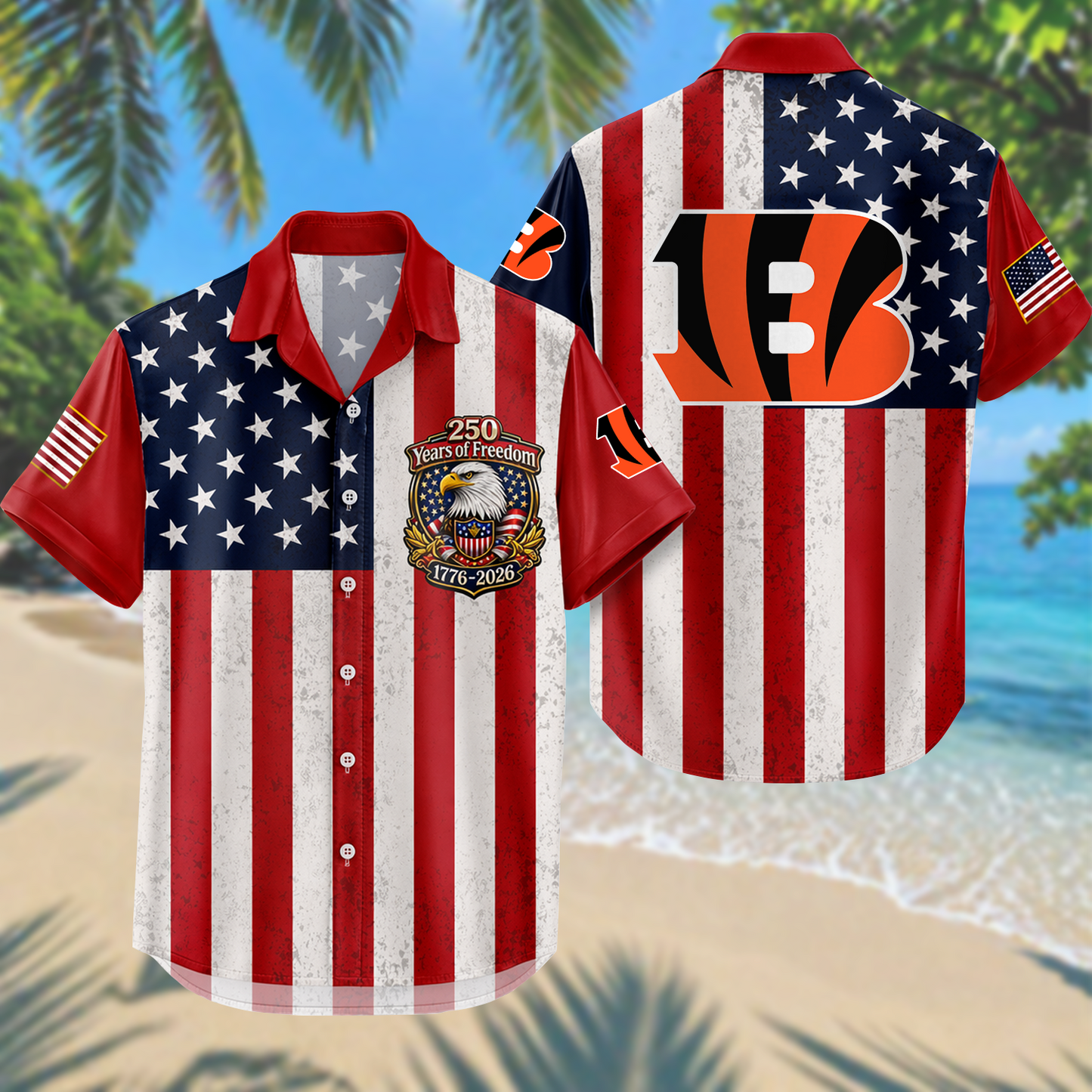 CIN x NFL USA Flag 250 Years Independence 1776–2026 Hawaiian Shirt 2104 DatND DVT