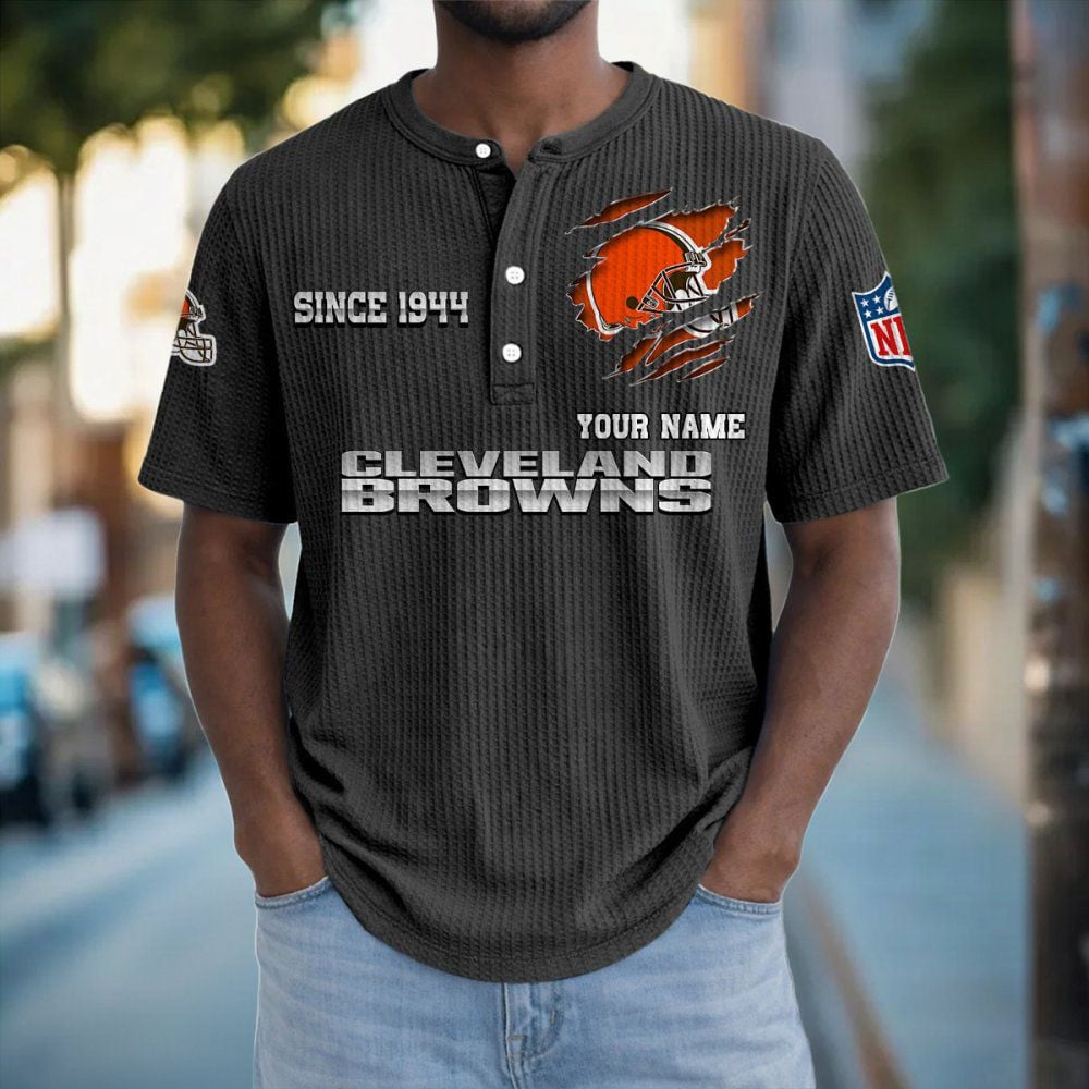 CLE x NFL Crew Neck Button Henley Tshirt 0405 DatND DVT