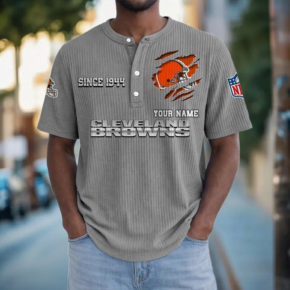CLE x NFL Crew Neck Button Henley Tshirt 0405 DatND DVT