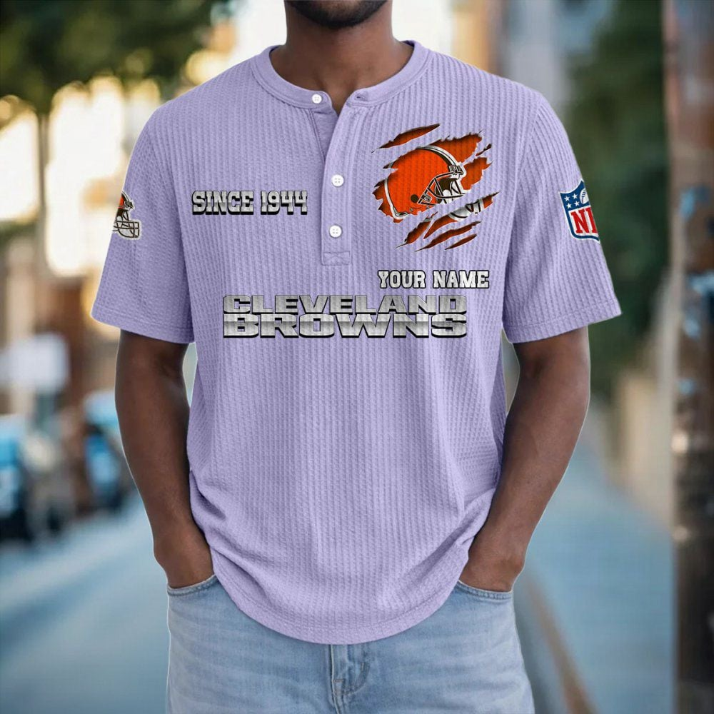 CLE x NFL Crew Neck Button Henley Tshirt 0405 DatND DVT