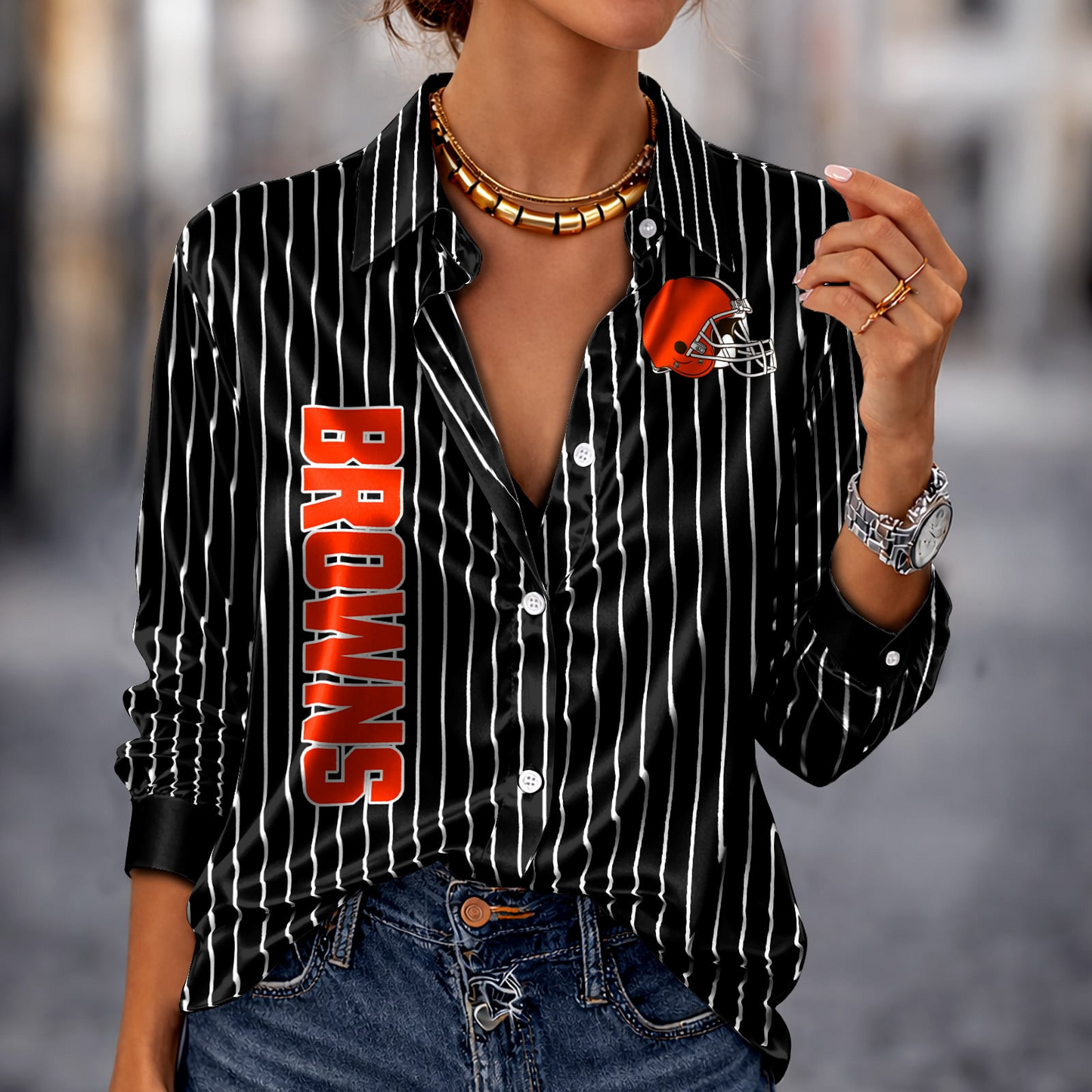 CLE x NFL Premium Stripe Shirt DATND TANTD 010426 Black