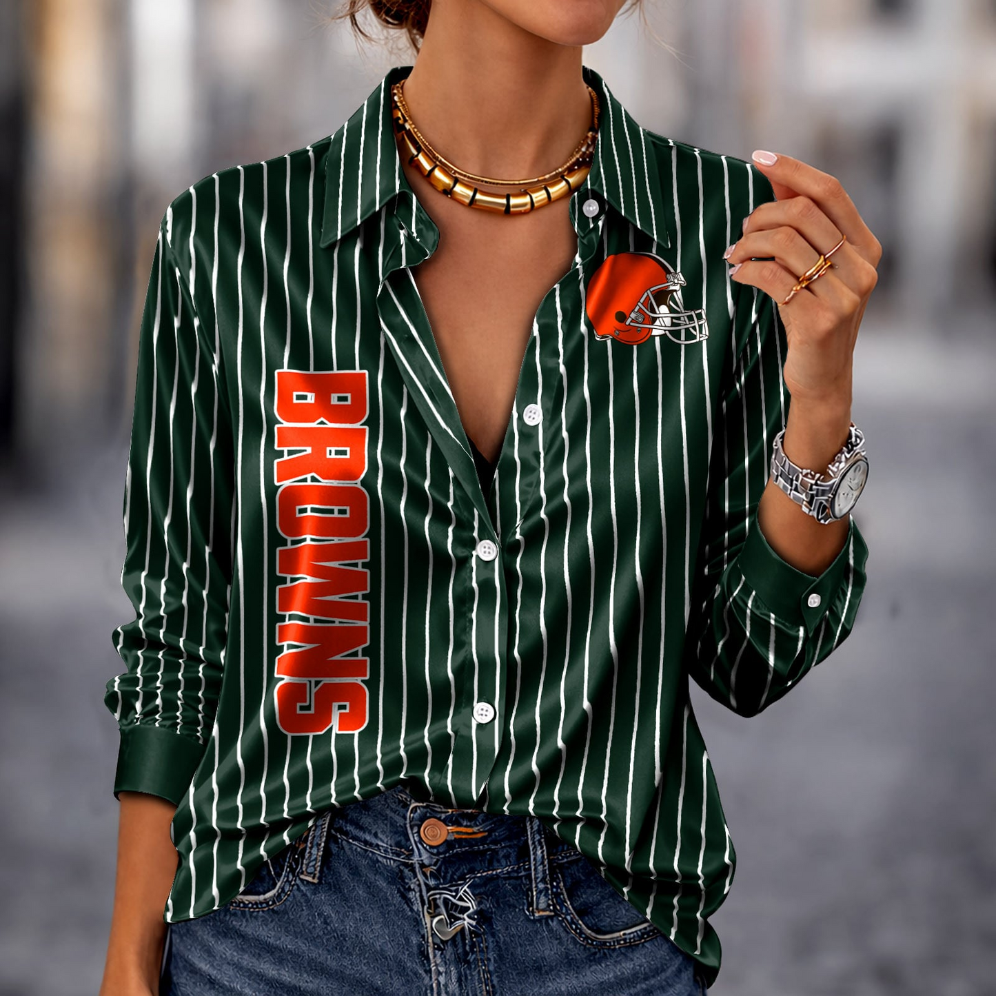 CLE x NFL Premium Stripe Shirt DATND TANTD 010426 Green