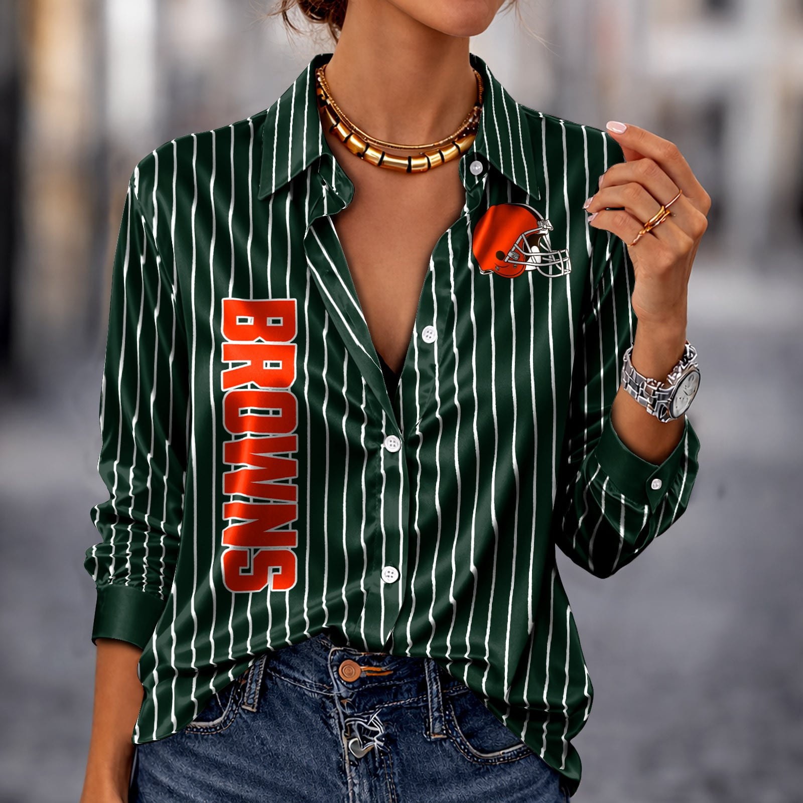 CLE x NFL Premium Stripe Shirt DATND TANTD 010426 Green