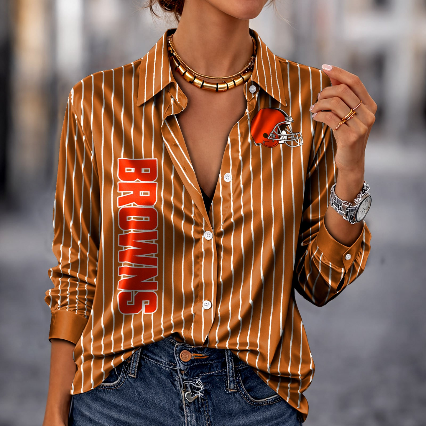 CLE x NFL Premium Stripe Shirt DATND TANTD 010426 Orange
