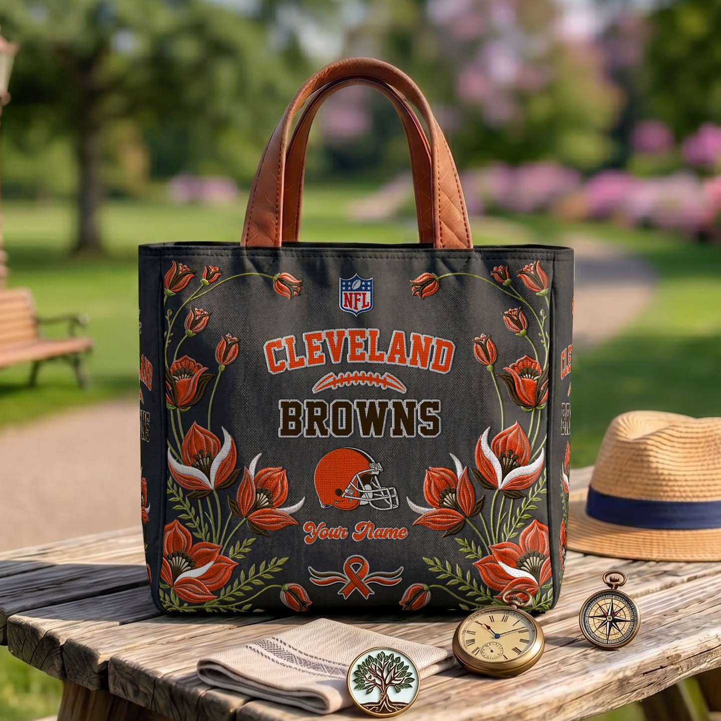 CLE x NFL Printed Canvas Tote Bag 1604 DatND DVT