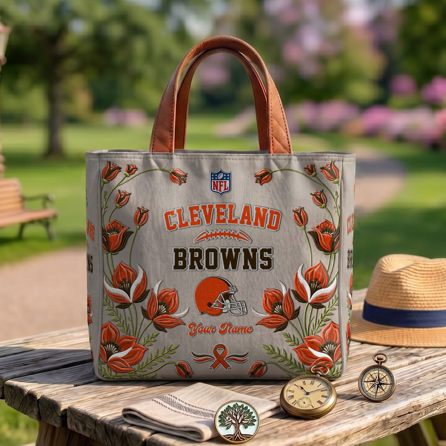 CLE x NFL Printed Canvas Tote Bag 1604 DatND DVT