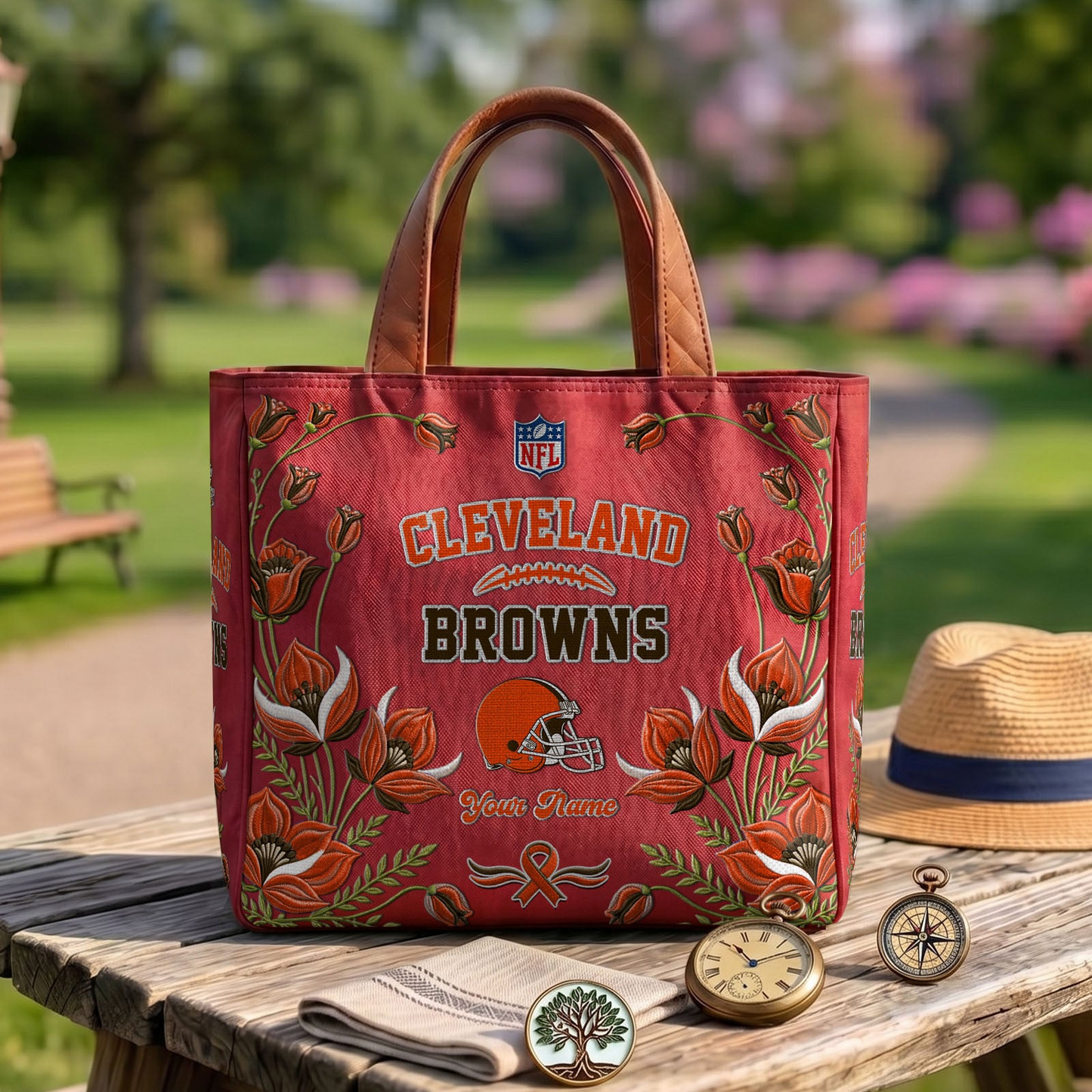 CLE x NFL Printed Canvas Tote Bag 1604 DatND DVT