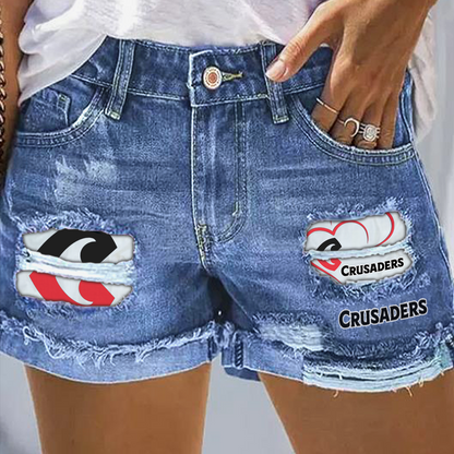 CRU x SPR Rip Print Fashion Denim Shorts 0904 DatND DVT