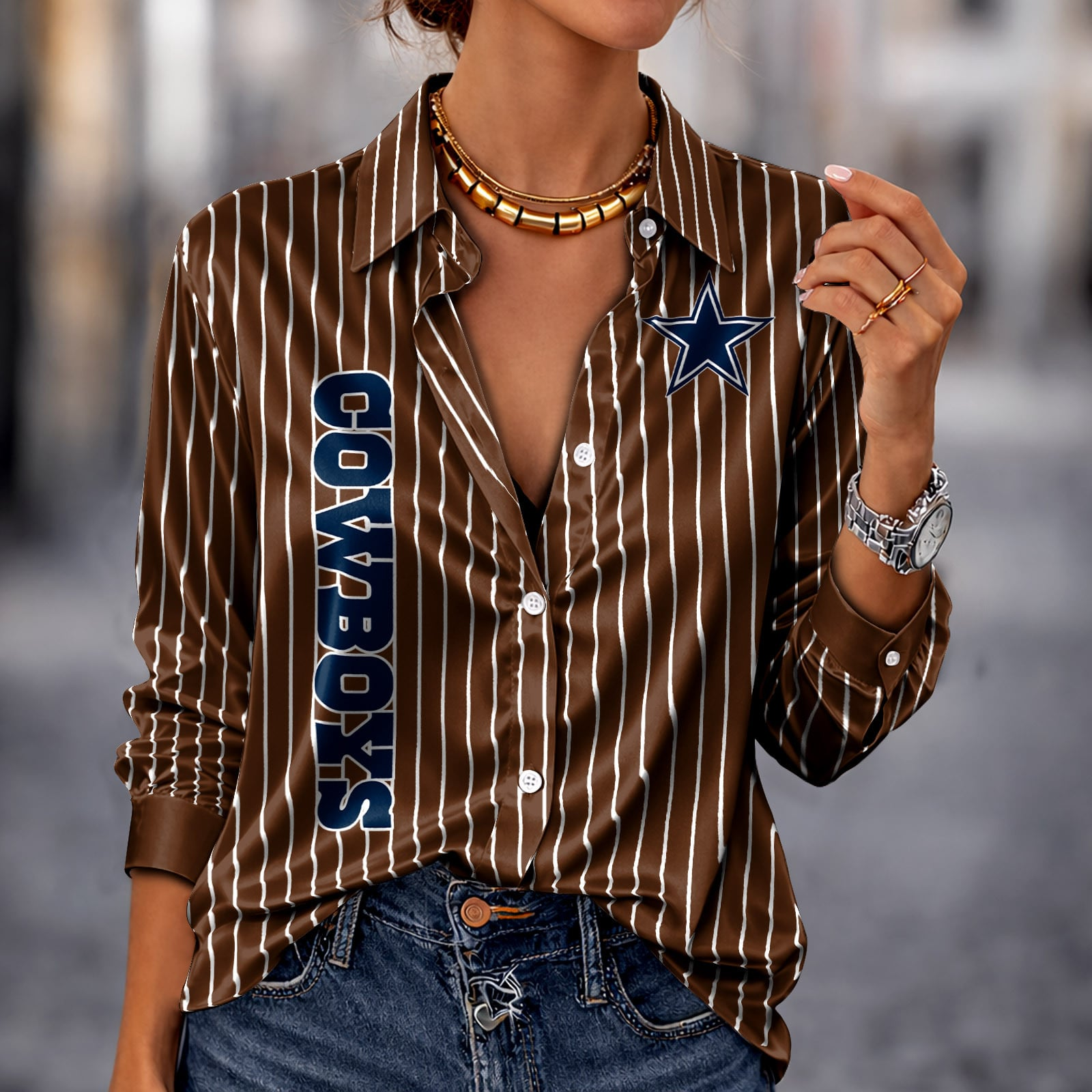 DAL x NFL Premium Stripe Shirt DATND TANTD 010426 Brown