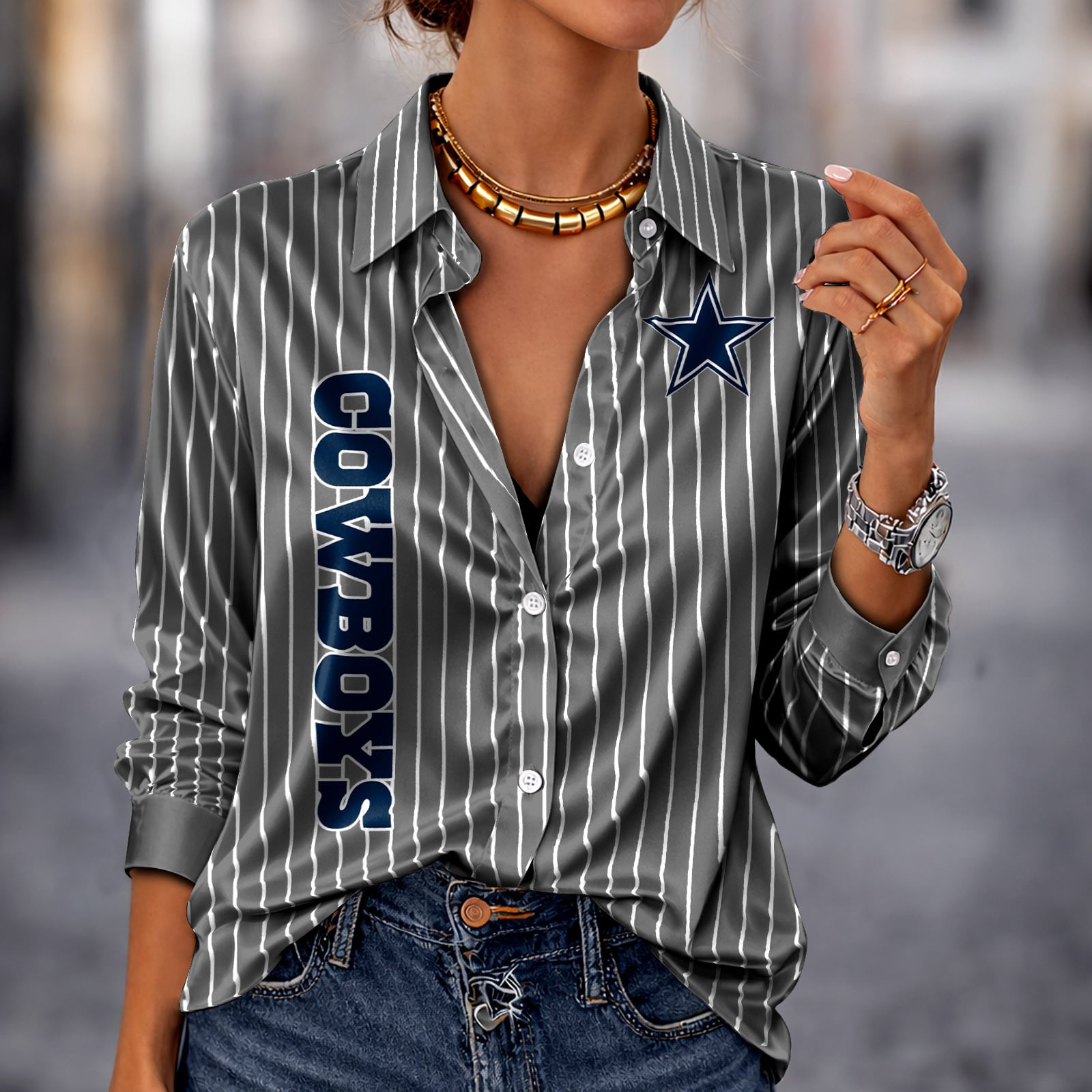 DAL x NFL Premium Stripe Shirt DATND TANTD 010426 Grey