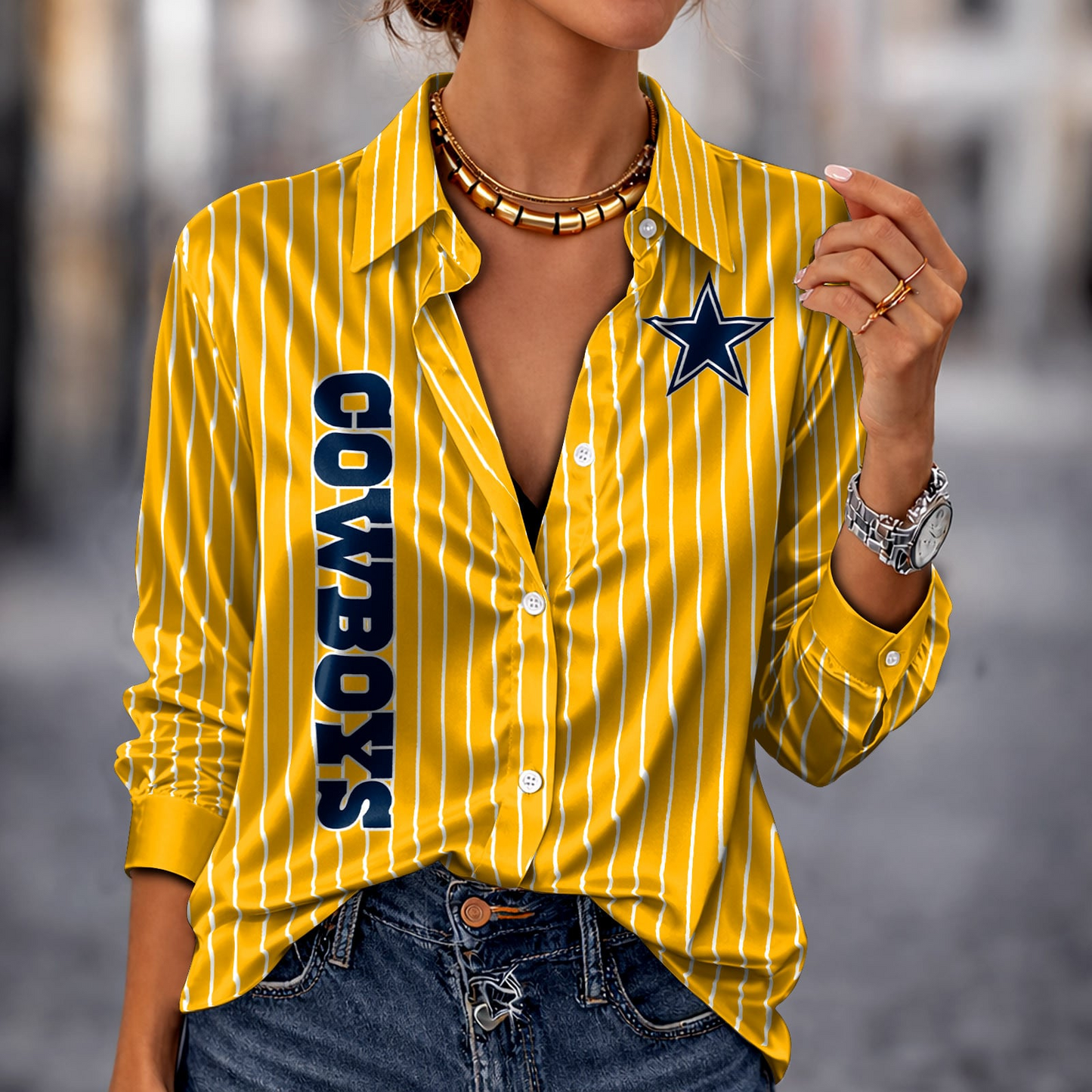 DAL x NFL Premium Stripe Shirt DATND TANTD 010426 Yellow