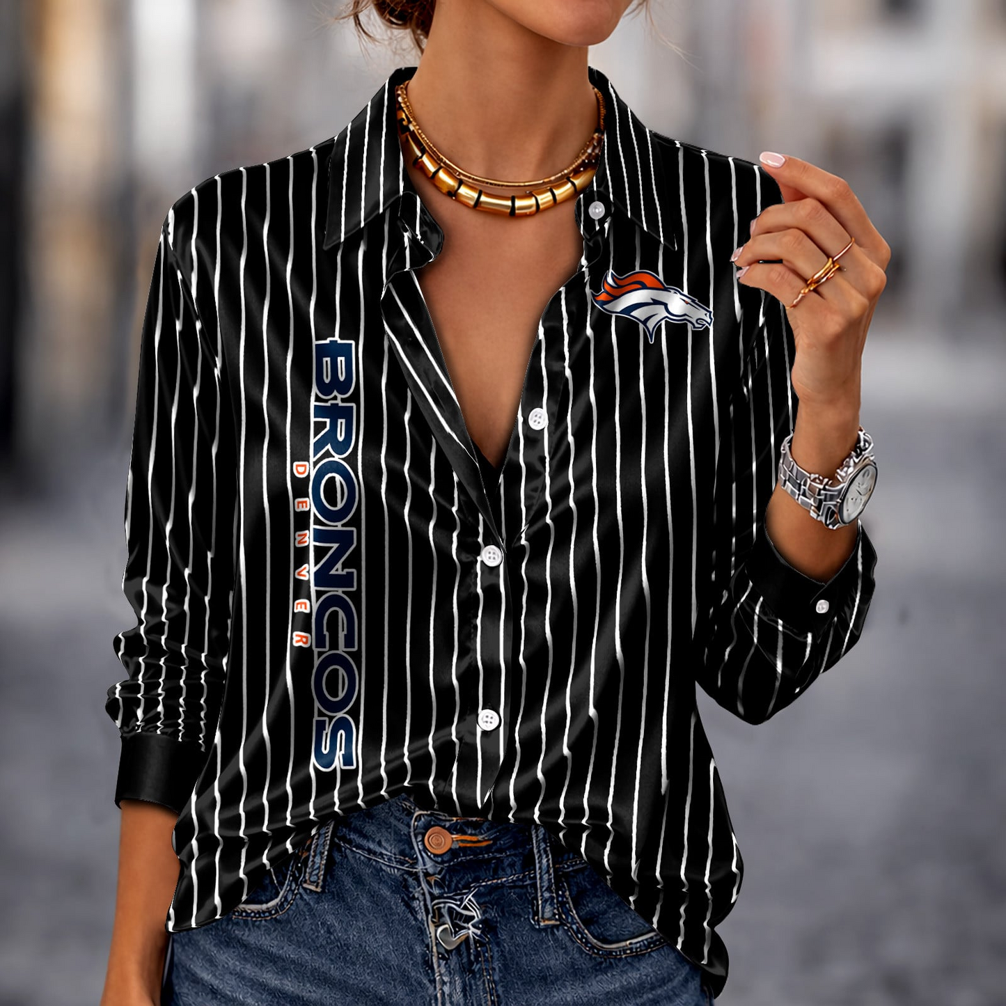 DEN x NFL Premium Stripe Shirt DATND TANTD 010426 Black