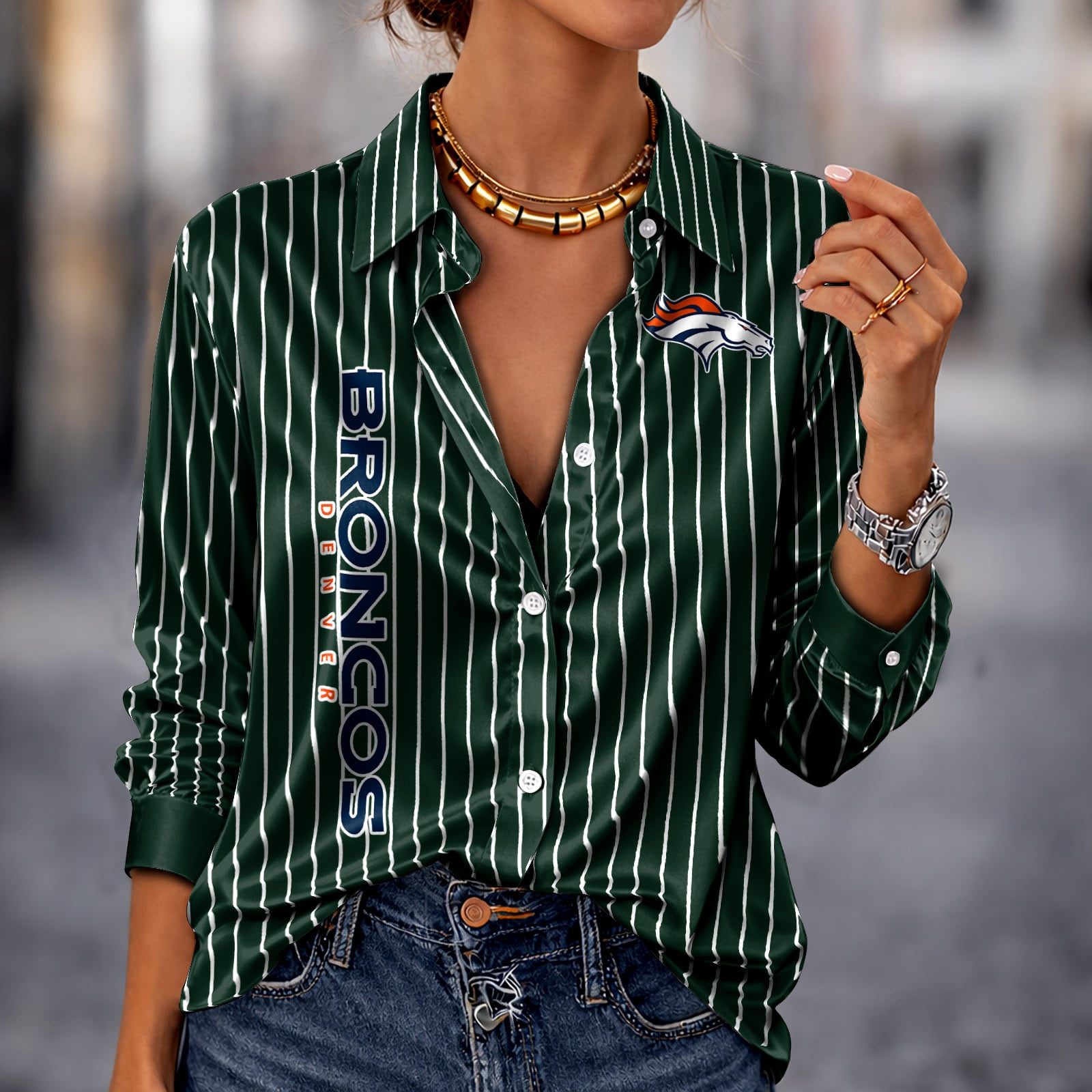 DEN x NFL Premium Stripe Shirt DATND TANTD 010426 Green